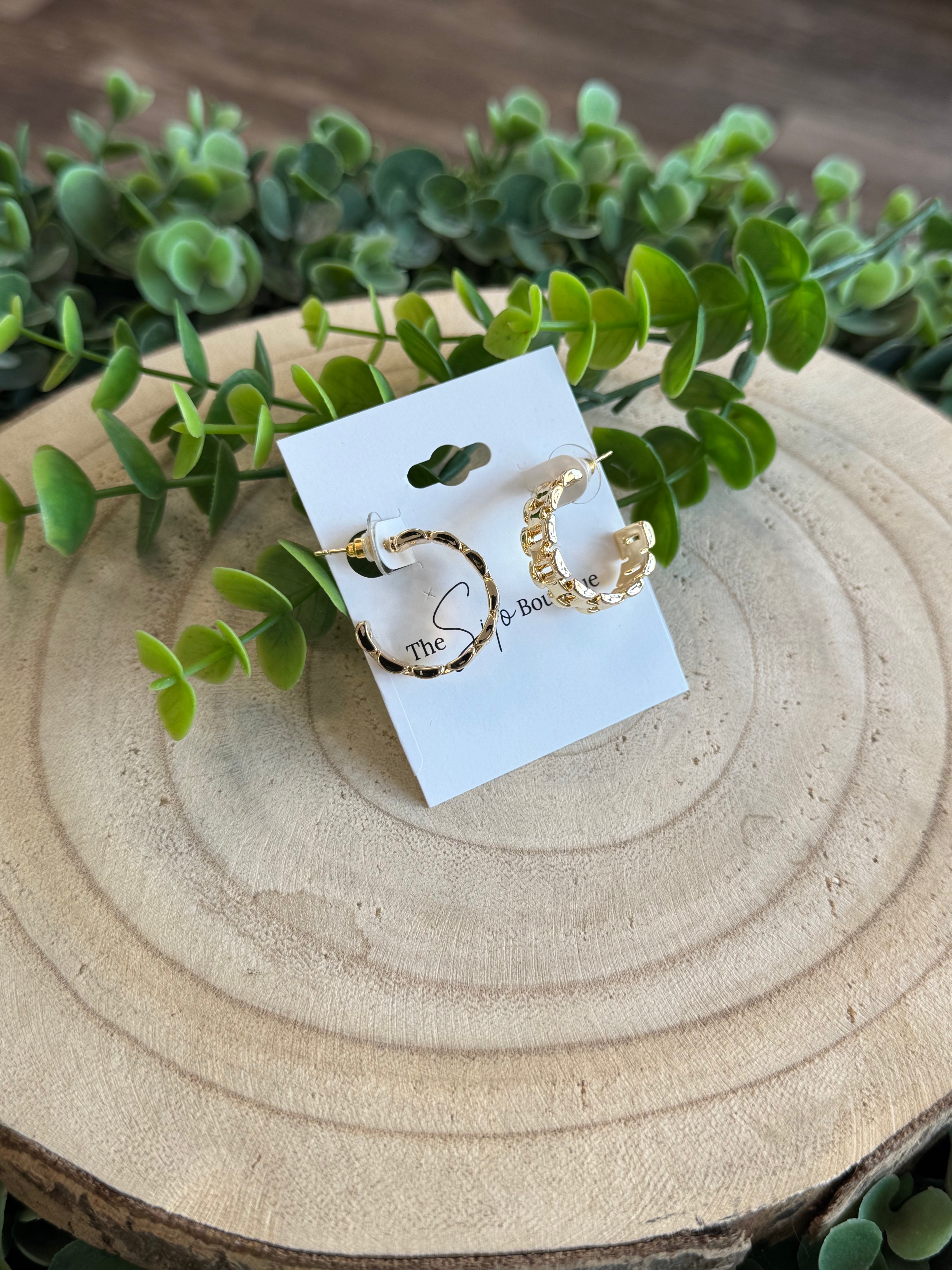 Gold Watch Hoop Earrings-Earrings-Fame-The Silo Boutique, Women's Fashion Boutique Located in Warren and Grand Forks North Dakota