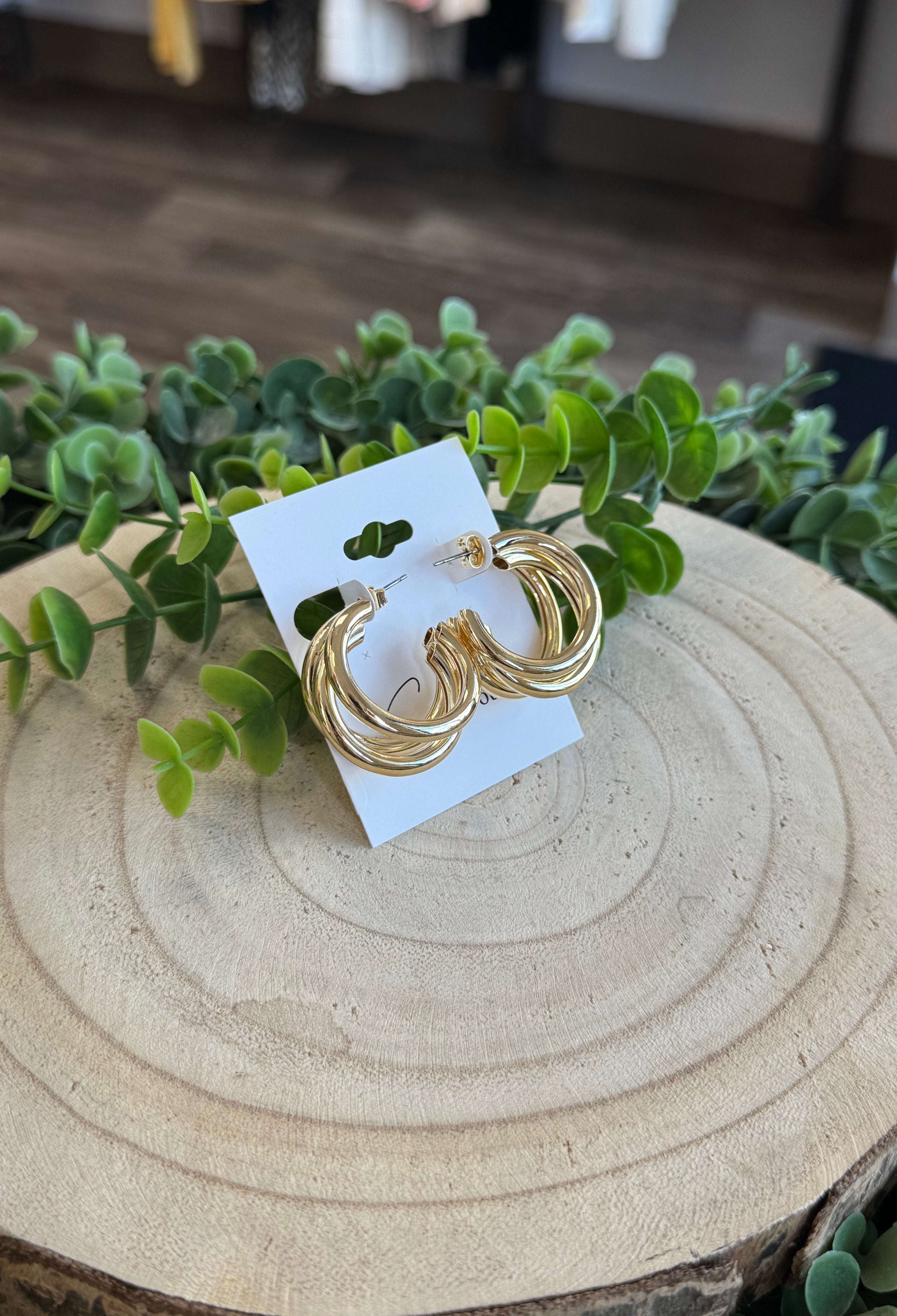 Layered Tube Earrings-Gold-Earrings-Fame-The Silo Boutique, Women's Fashion Boutique Located in Warren and Grand Forks North Dakota