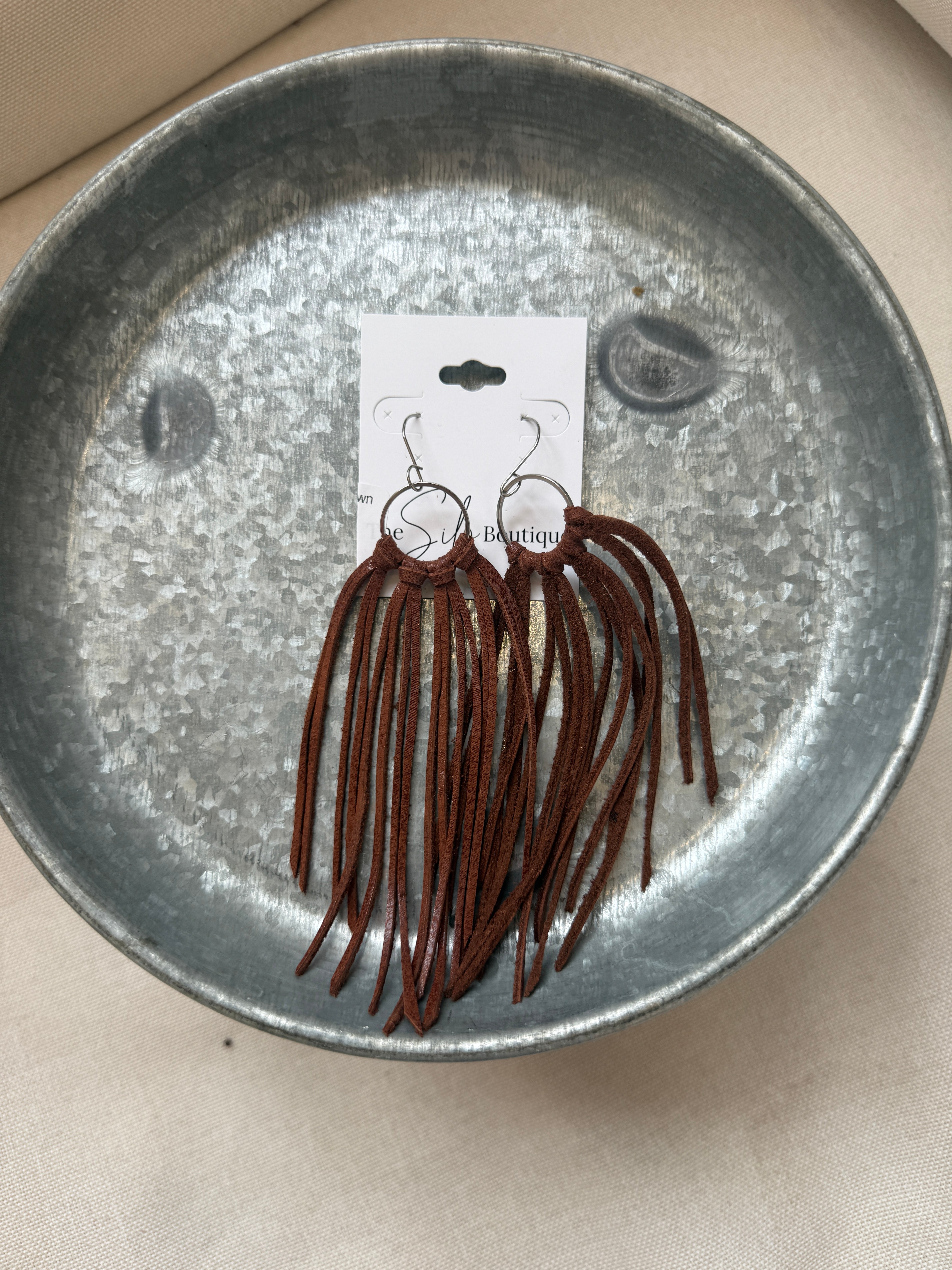 Bozeman Fringe Earrings-Brown-Earrings-fringe with faith-The Silo Boutique, Women's Fashion Boutique Located in Warren and Grand Forks North Dakota