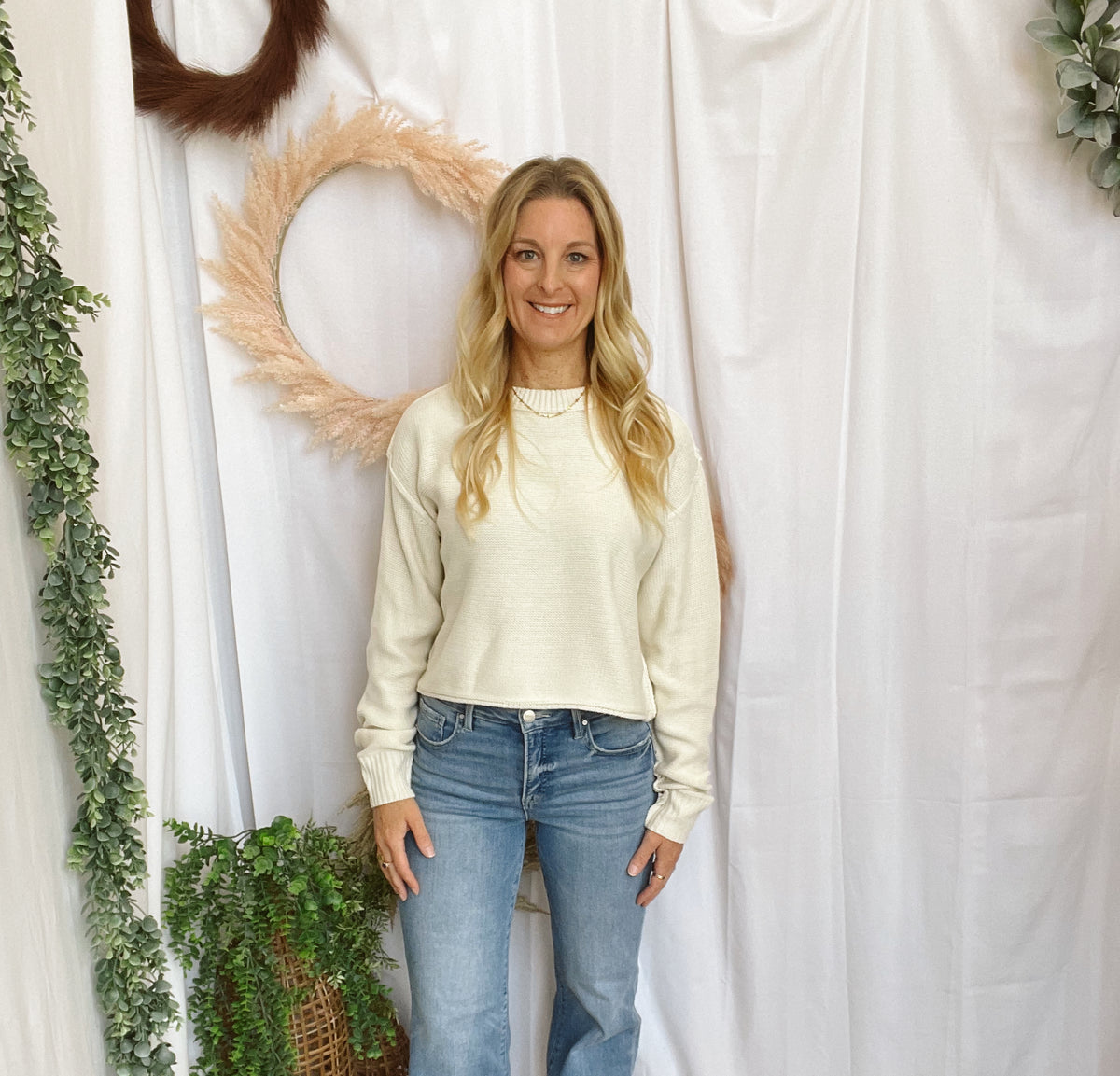 Zara Knit Sweater-Cream-Long Sleeve Tops-hyfve-The Silo Boutique, Women's Fashion Boutique Located in Warren and Grand Forks North Dakota