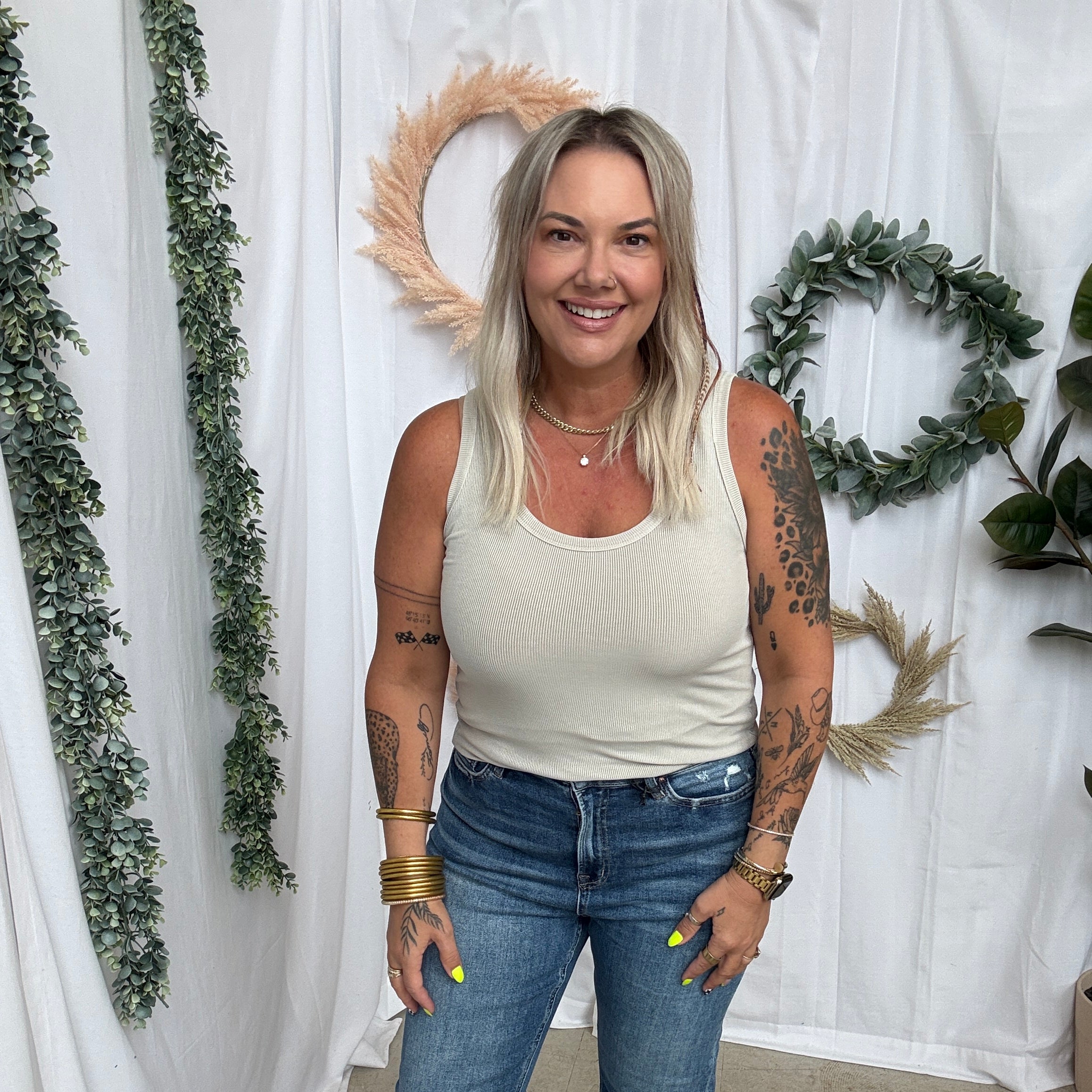 Classic Scoop Tank Top-Stone-Tank Tops-be cool-The Silo Boutique, Women's Fashion Boutique Located in Warren and Grand Forks North Dakota