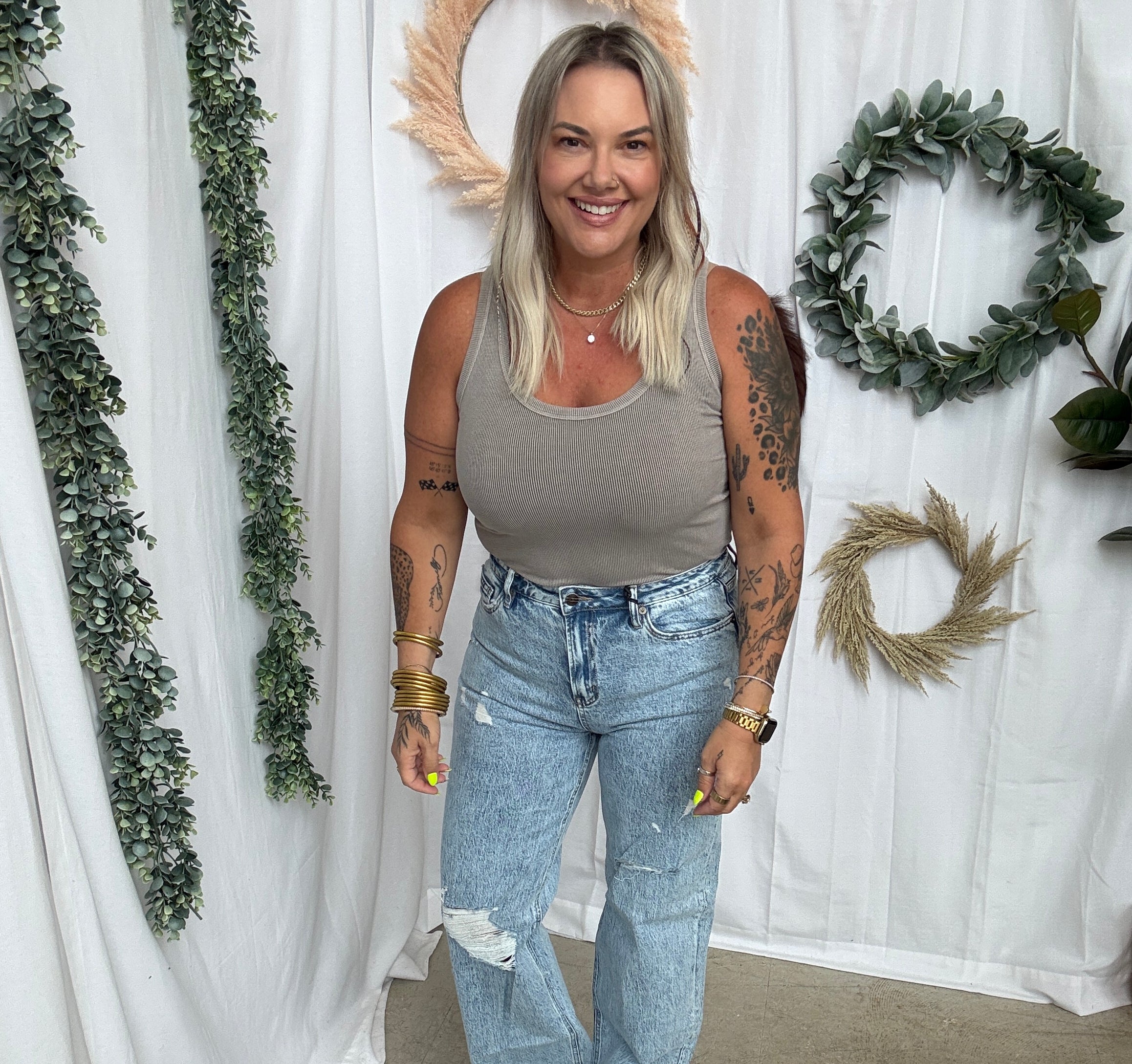 Mica Funny Blue Straight Jeans-Jeans-mica-The Silo Boutique, Women's Fashion Boutique Located in Warren and Grand Forks North Dakota