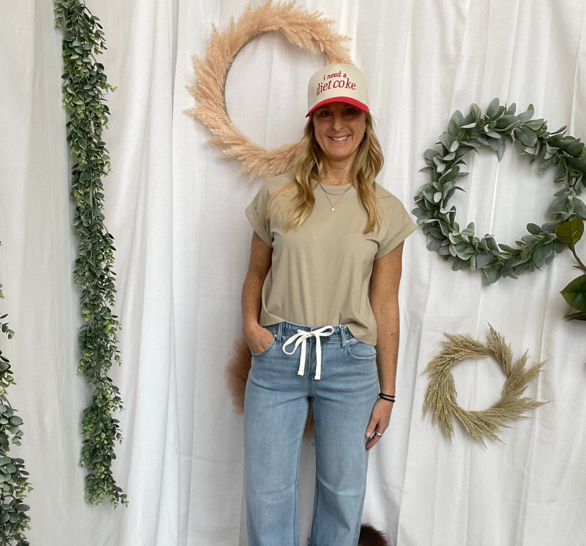 Risen Slouchy Wide Leg Drawstring Jeans-Jeans-risen-The Silo Boutique, Women's Fashion Boutique Located in Warren and Grand Forks North Dakota