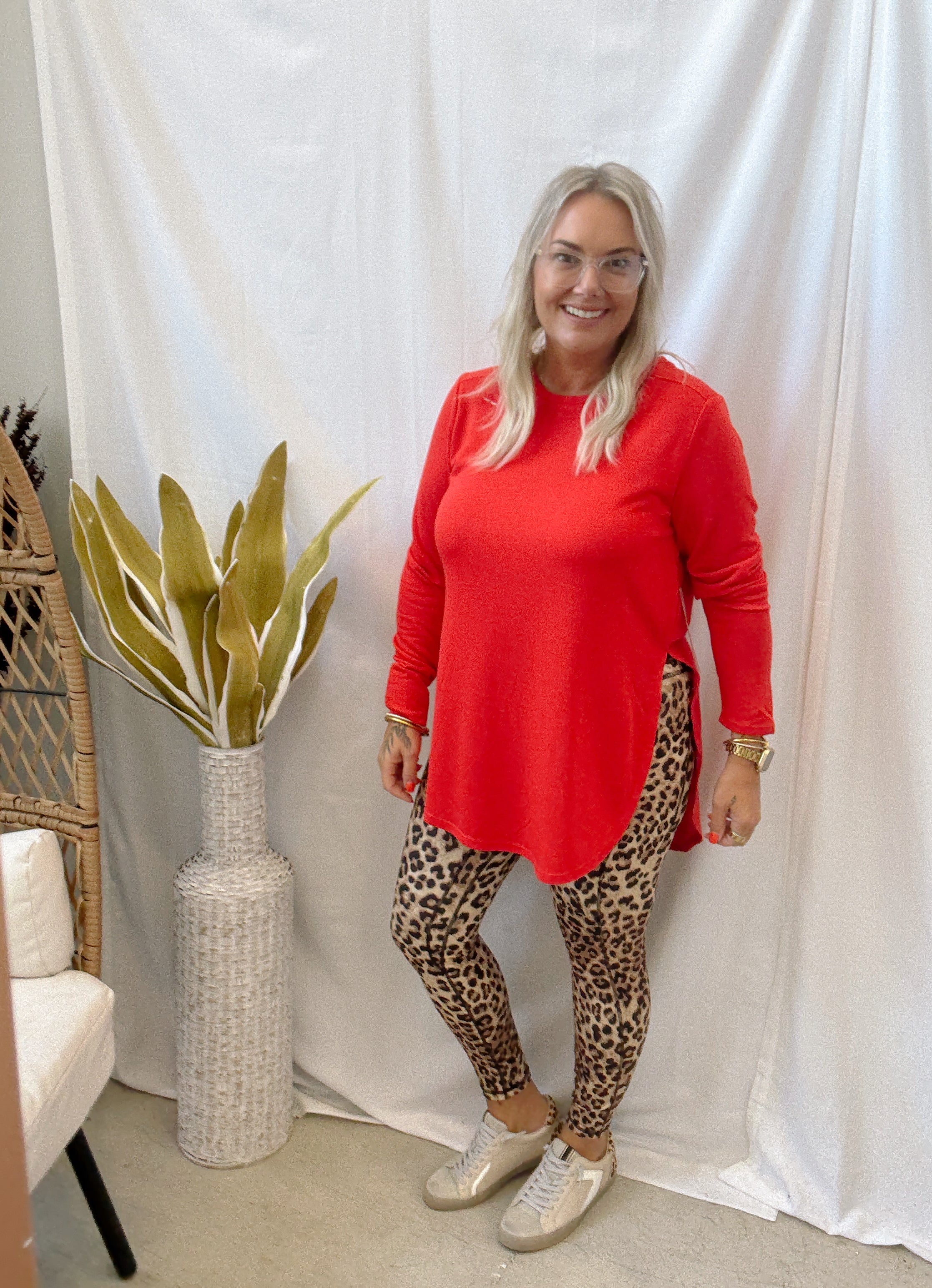 Mono B Long Sleeve Top-Red-Long Sleeve Tops-mono b-The Silo Boutique, Women's Fashion Boutique Located in Warren and Grand Forks North Dakota