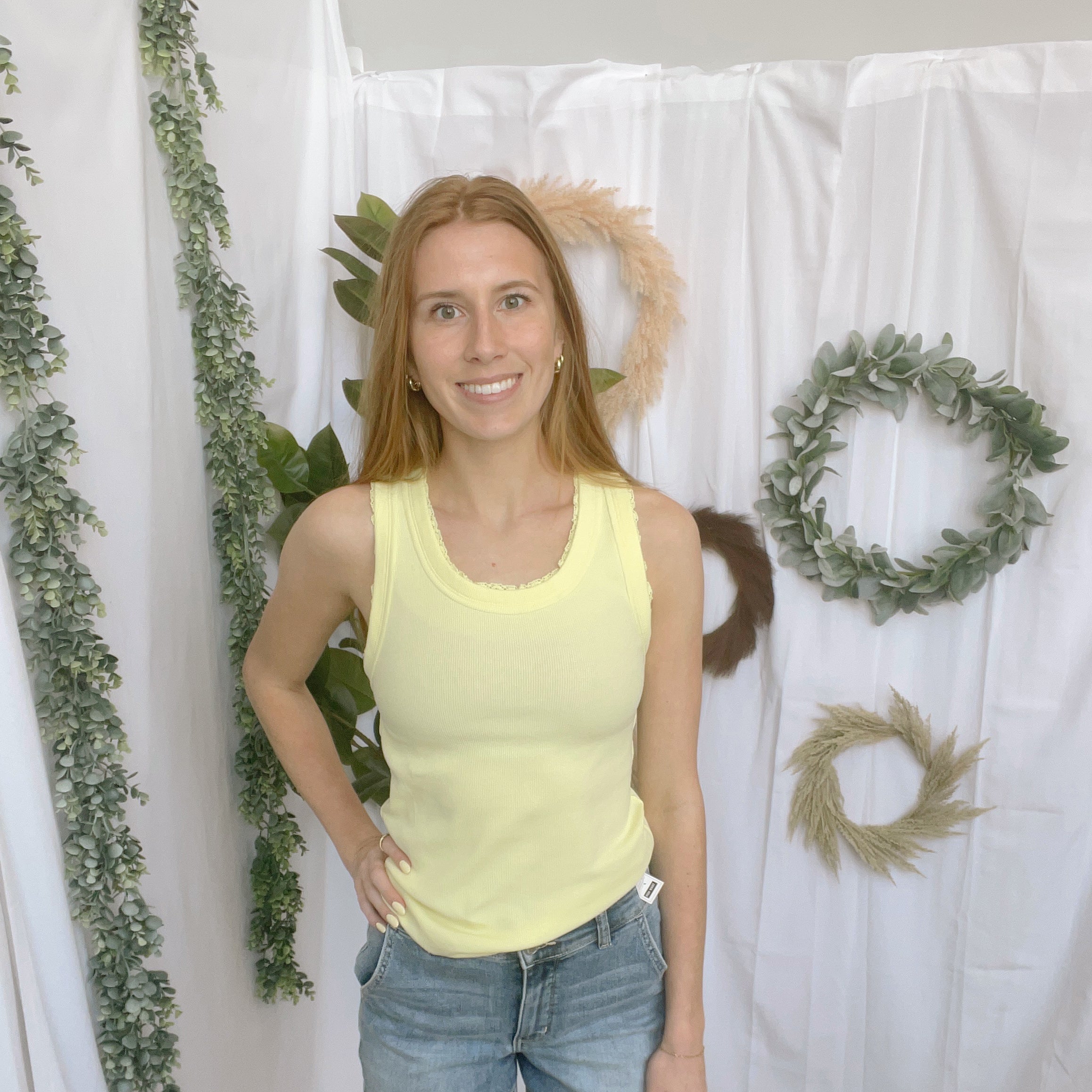 Cotierra Ribbed Tank Top-Lemon-Tank Tops-cotierra-The Silo Boutique, Women's Fashion Boutique Located in Warren and Grand Forks North Dakota