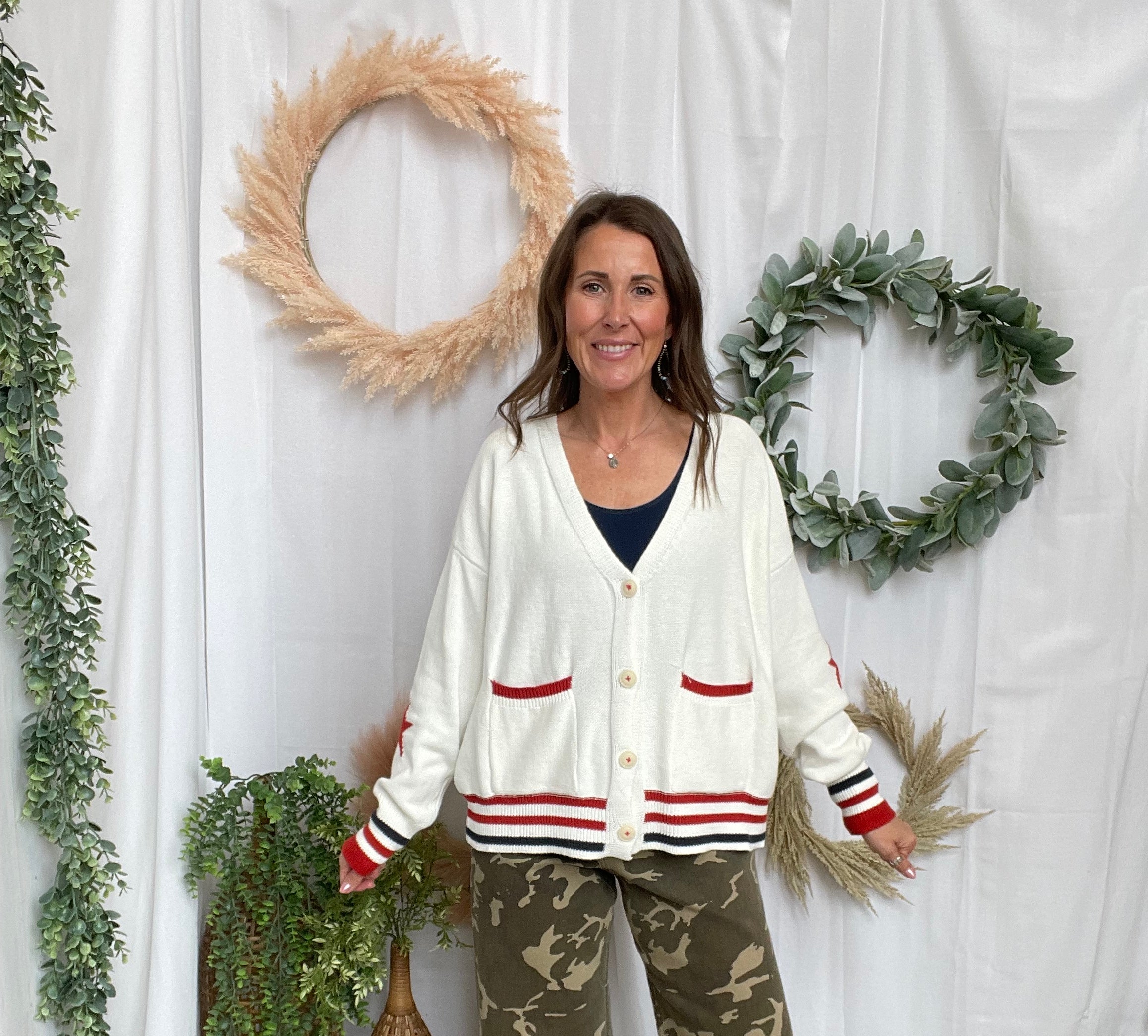 The Patriotic Cardigan-Cardigans-eesome-The Silo Boutique, Women's Fashion Boutique Located in Warren and Grand Forks North Dakota