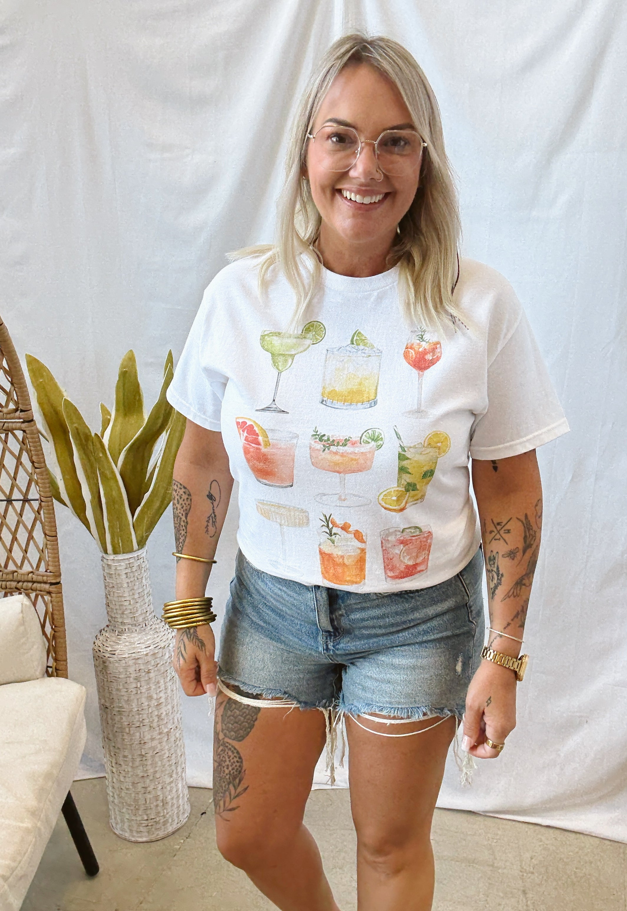 Summer Drinks Tee-Graphic Tees-weekender-The Silo Boutique, Women's Fashion Boutique Located in Warren and Grand Forks North Dakota