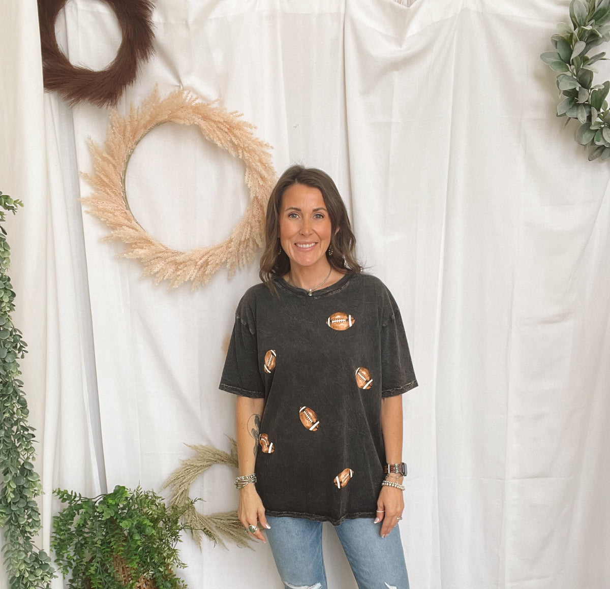 Mineral Ash Football Graphic Tee-Graphic Tees-faire-The Silo Boutique, Women's Fashion Boutique Located in Warren and Grand Forks North Dakota