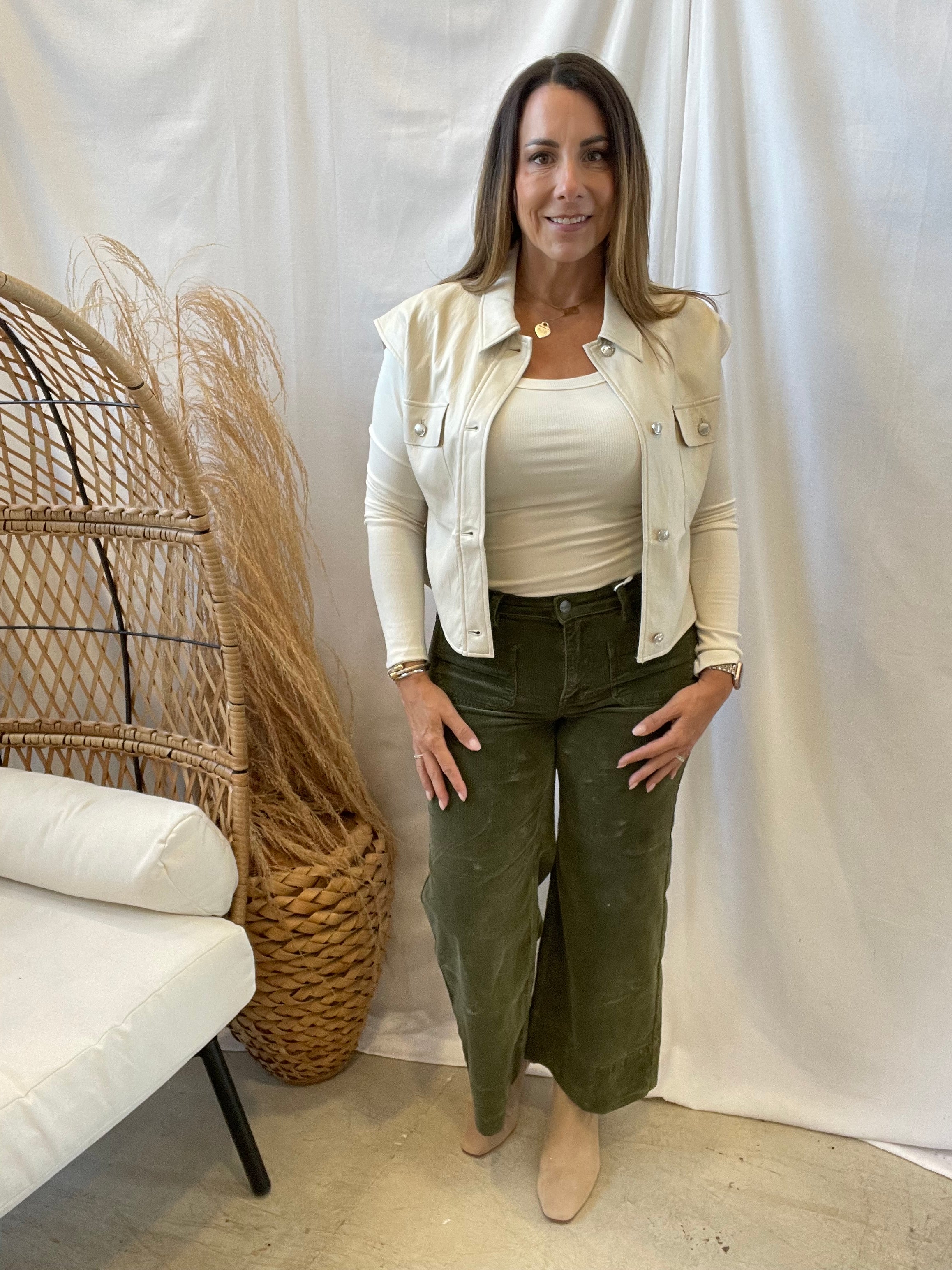 Risen Corduroy Olive Jeans-Jeans-risen-The Silo Boutique, Women's Fashion Boutique Located in Warren and Grand Forks North Dakota