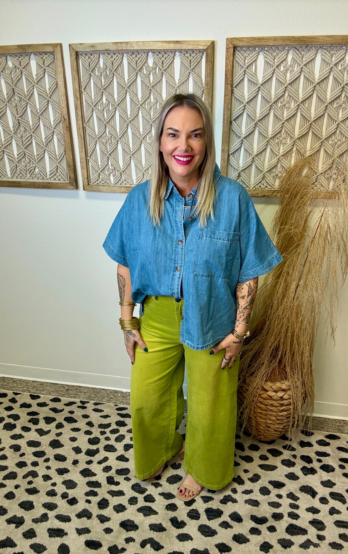 Celia Denim Short Sleeve Top-Short Sleeve Tops-twentyfourth-The Silo Boutique, Women's Fashion Boutique Located in Warren and Grand Forks North Dakota