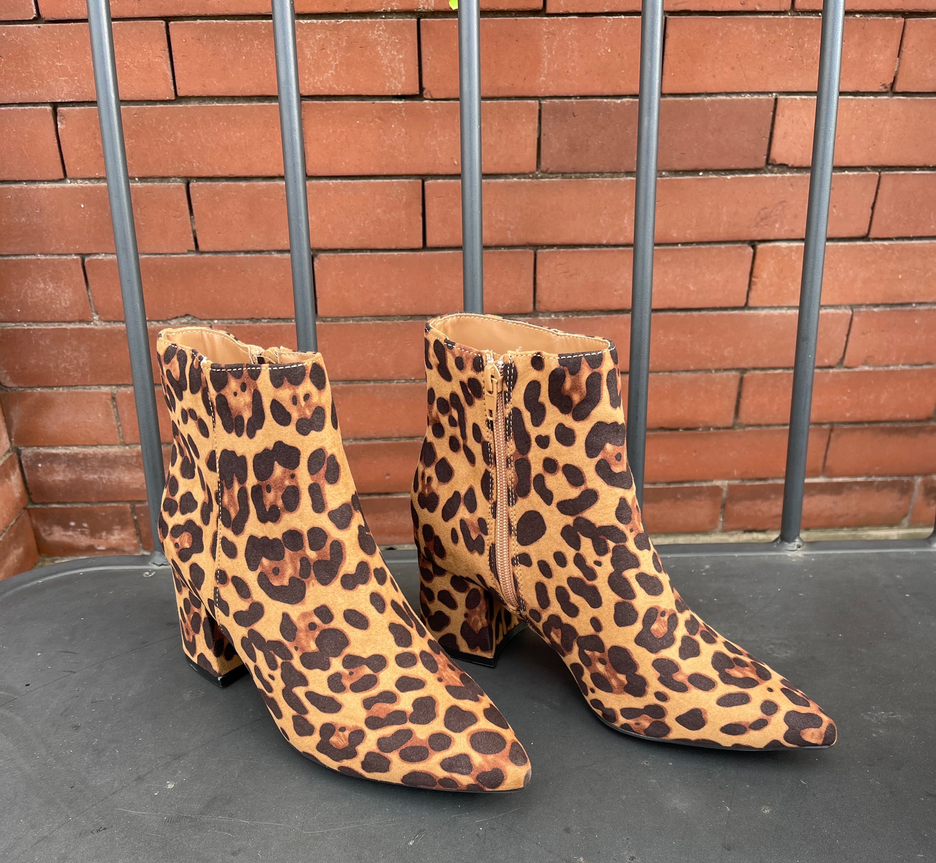 Bamboo Mode Leopard Bootie-Boots-bamboo-The Silo Boutique, Women's Fashion Boutique Located in Warren and Grand Forks North Dakota