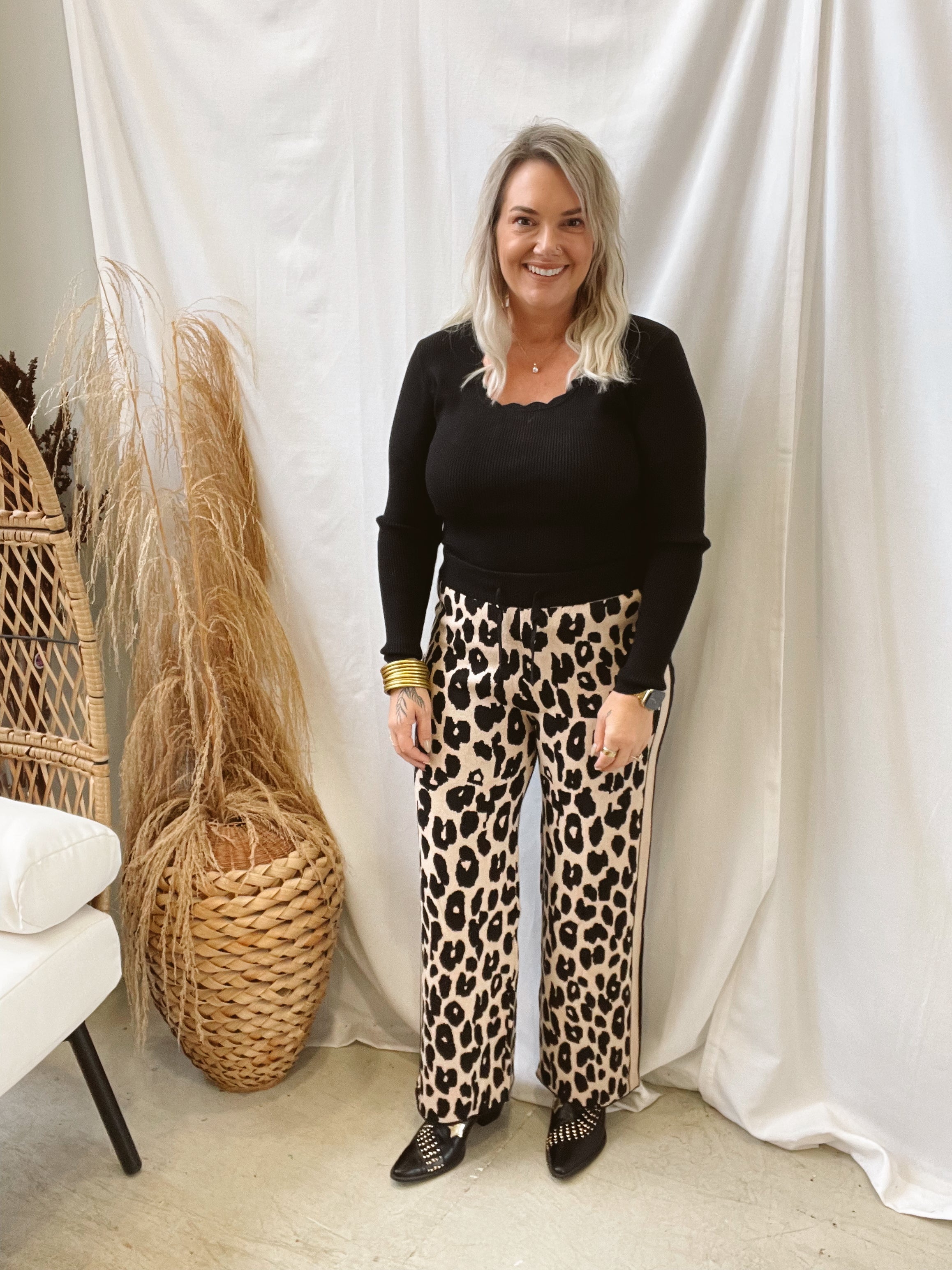 Wide Leg Crop Leopard Pants-Pants-entro-The Silo Boutique, Women's Fashion Boutique Located in Warren and Grand Forks North Dakota