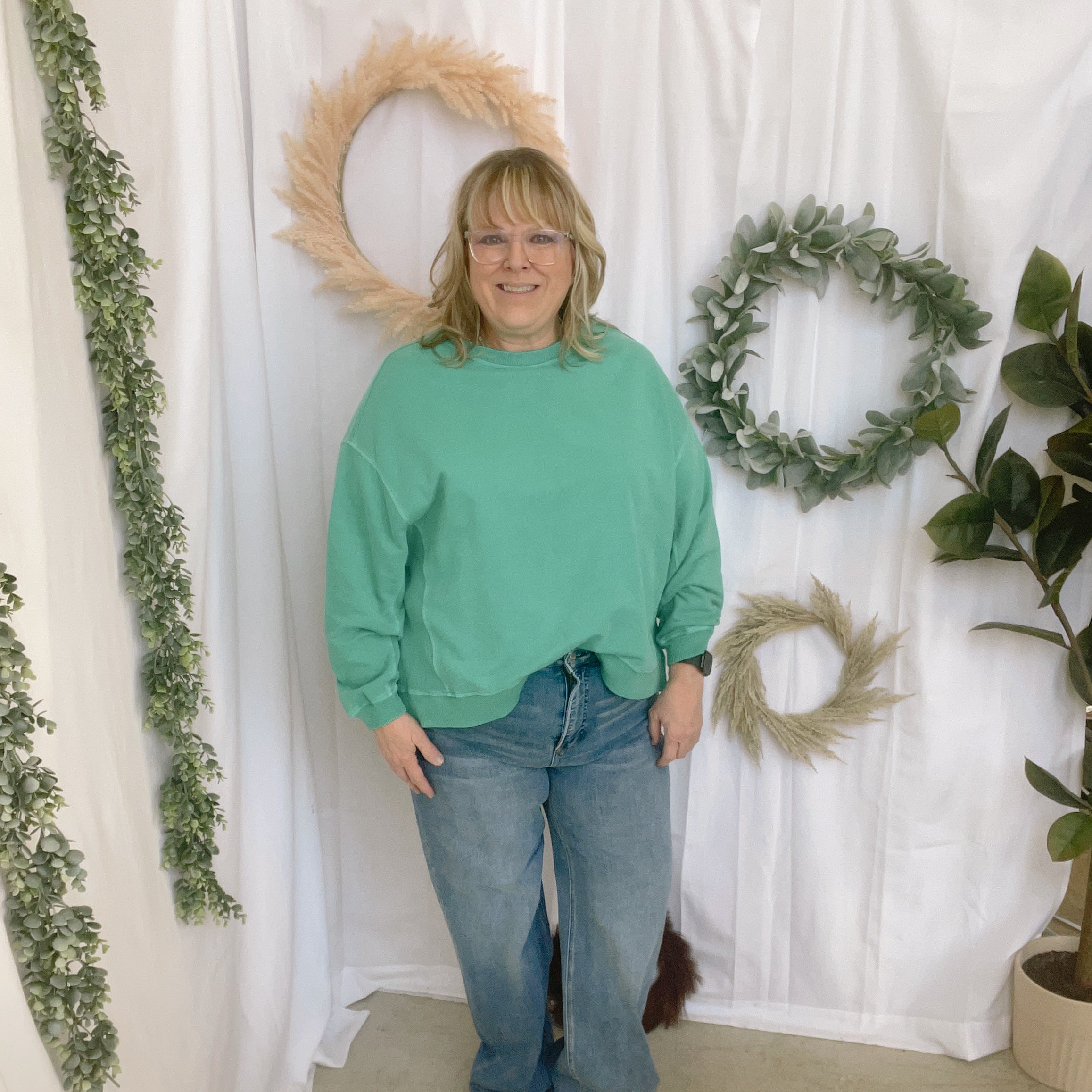 Jess Terry Pullover Sweatshirt-Forest-Shackets-Zenana-The Silo Boutique, Women's Fashion Boutique Located in Warren and Grand Forks North Dakota