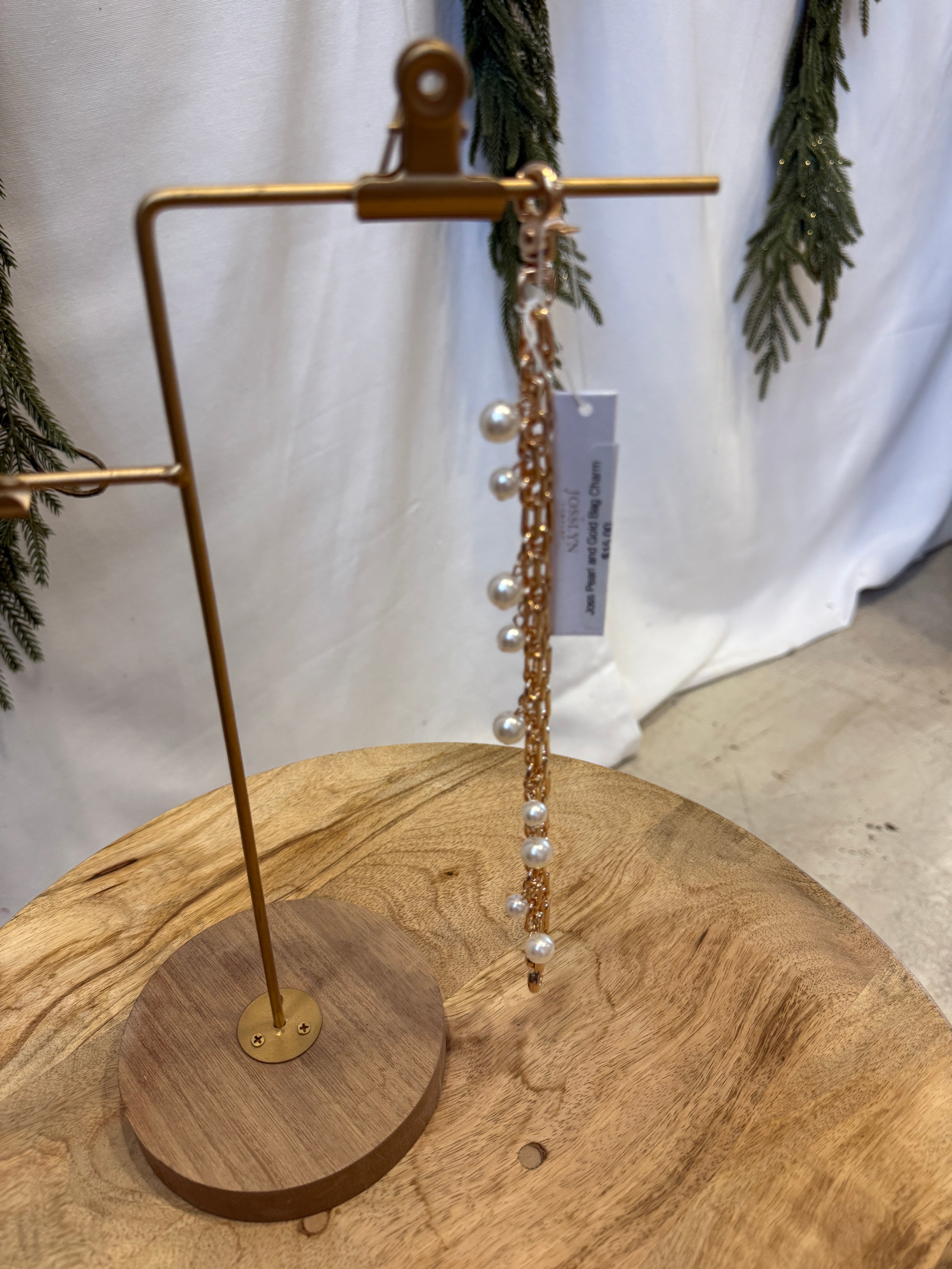 Joss Pearl and Gold Bag Charm-Purses-joss-The Silo Boutique, Women's Fashion Boutique Located in Warren and Grand Forks North Dakota