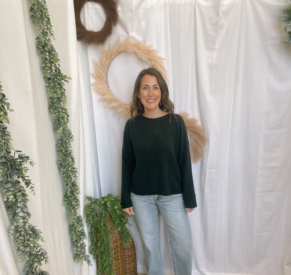Billie Center Seam Sweater-Forest Green-Sweaters-blu pepper-The Silo Boutique, Women's Fashion Boutique Located in Warren and Grand Forks North Dakota