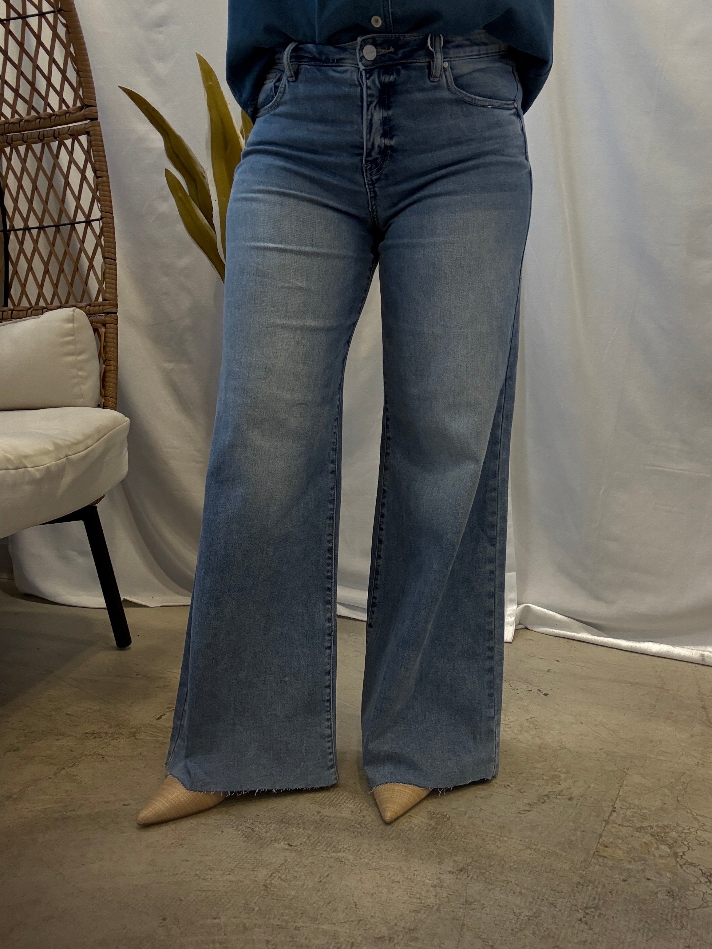 Risen Light Wash Ankle Pallazo Jeans-Jeans-risen-The Silo Boutique, Women's Fashion Boutique Located in Warren and Grand Forks North Dakota