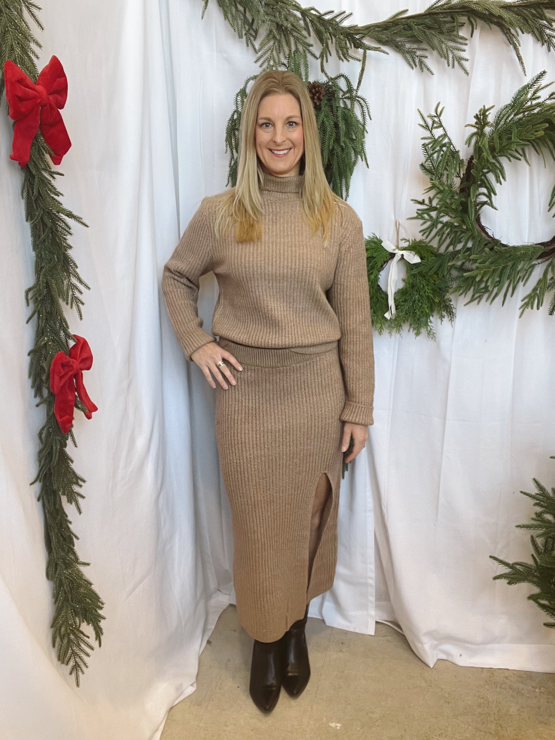 Riley Sweater Skirt-Caramel-Skirts-hyfve-The Silo Boutique, Women's Fashion Boutique Located in Warren and Grand Forks North Dakota