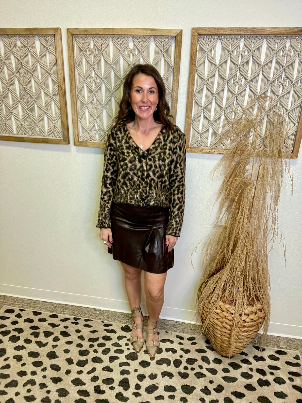 Elan Cheetah Print Sweater Cardigan-Sweaters-elan-The Silo Boutique, Women's Fashion Boutique Located in Warren and Grand Forks North Dakota