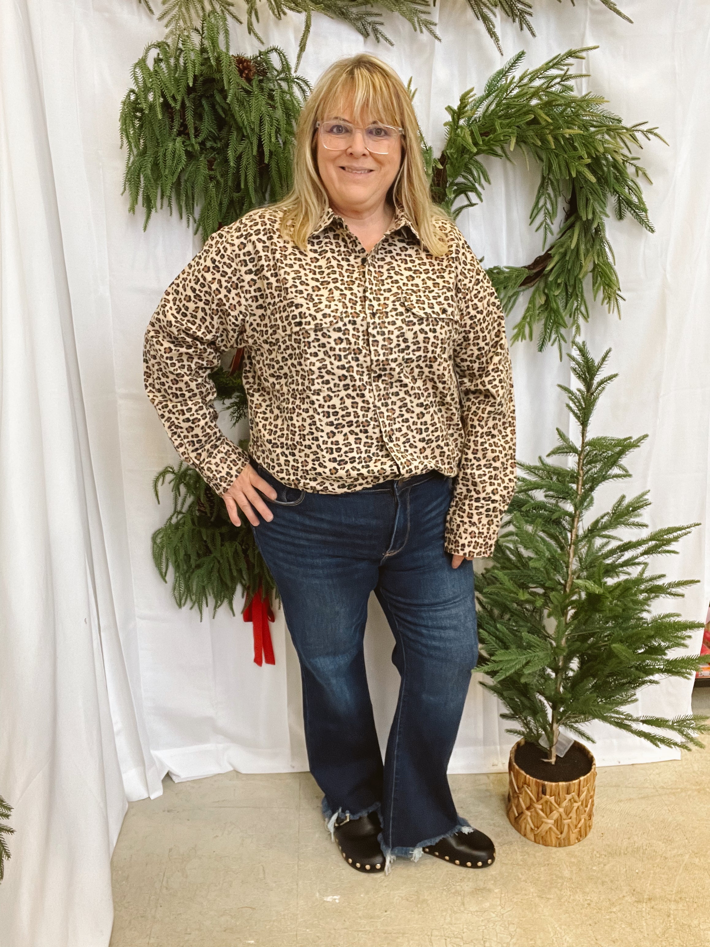 Leopard Flannel-Long Sleeve Tops-spirit tribe-The Silo Boutique, Women's Fashion Boutique Located in Warren and Grand Forks North Dakota