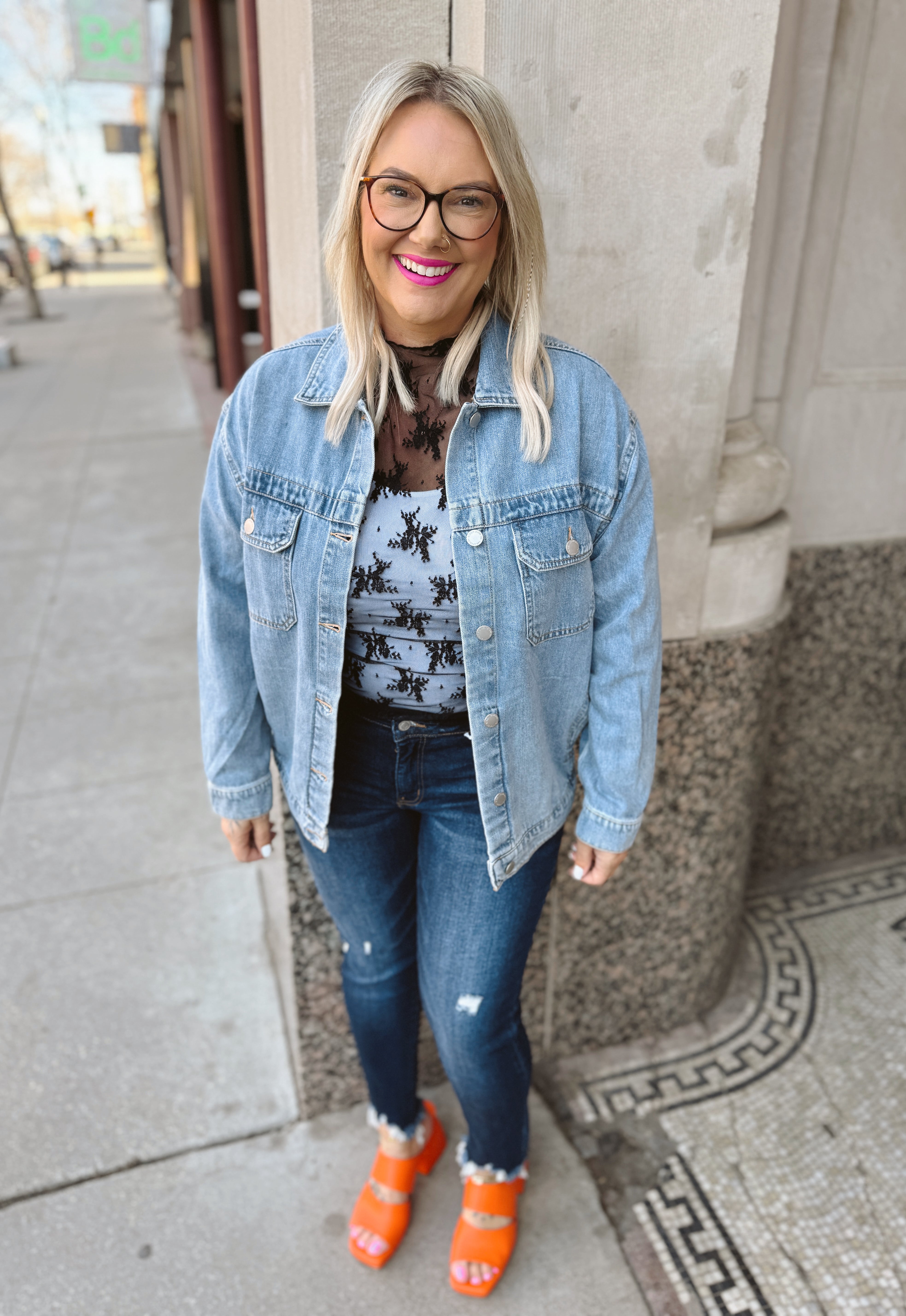 Risen Light Wash Oversized Denim Jacket-Coats & Jackets-risen-The Silo Boutique, Women's Fashion Boutique Located in Warren and Grand Forks North Dakota