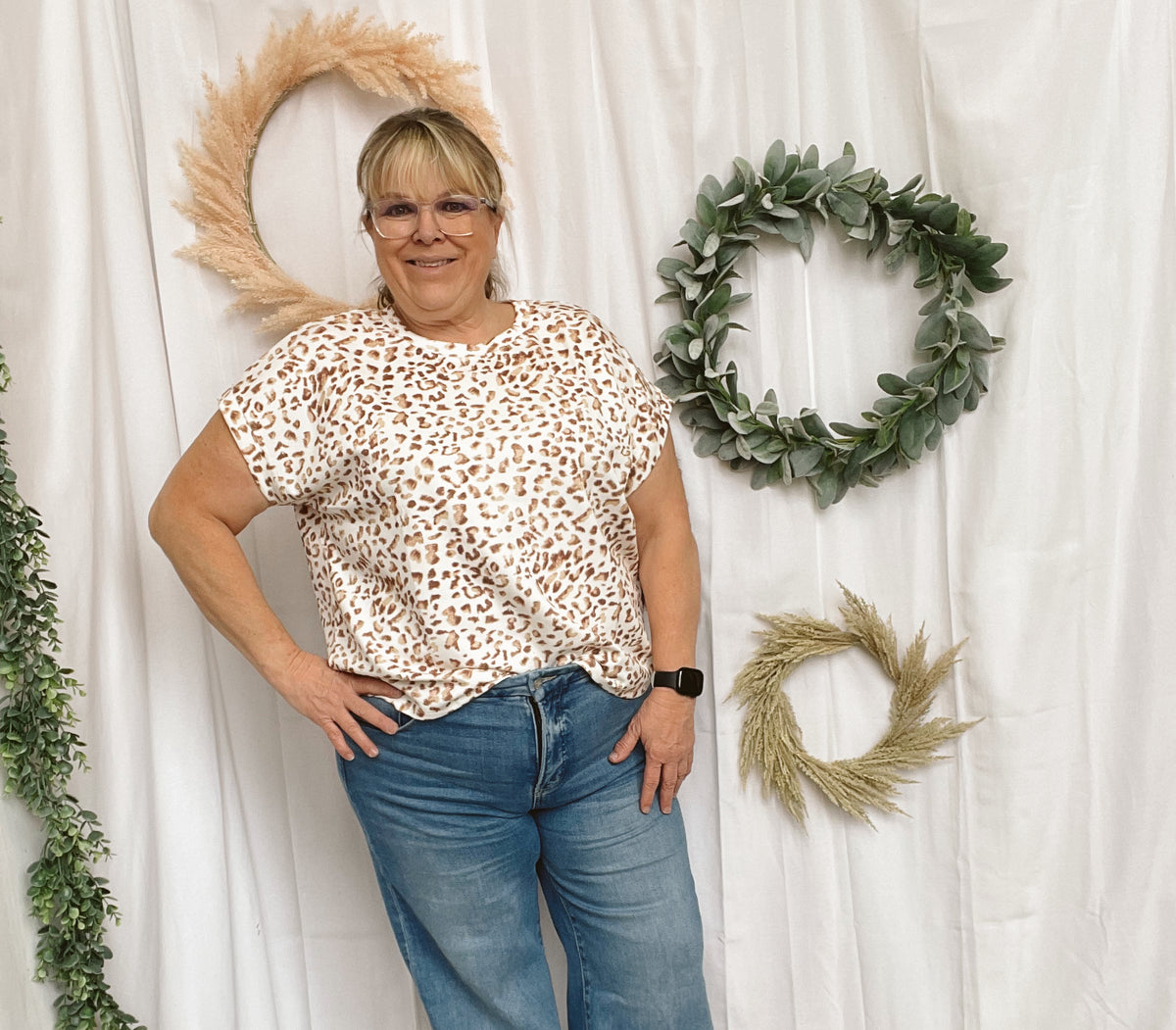 Brown Animal Print Top-Short Sleeve Tops-ENTRO-The Silo Boutique, Women's Fashion Boutique Located in Warren and Grand Forks North Dakota