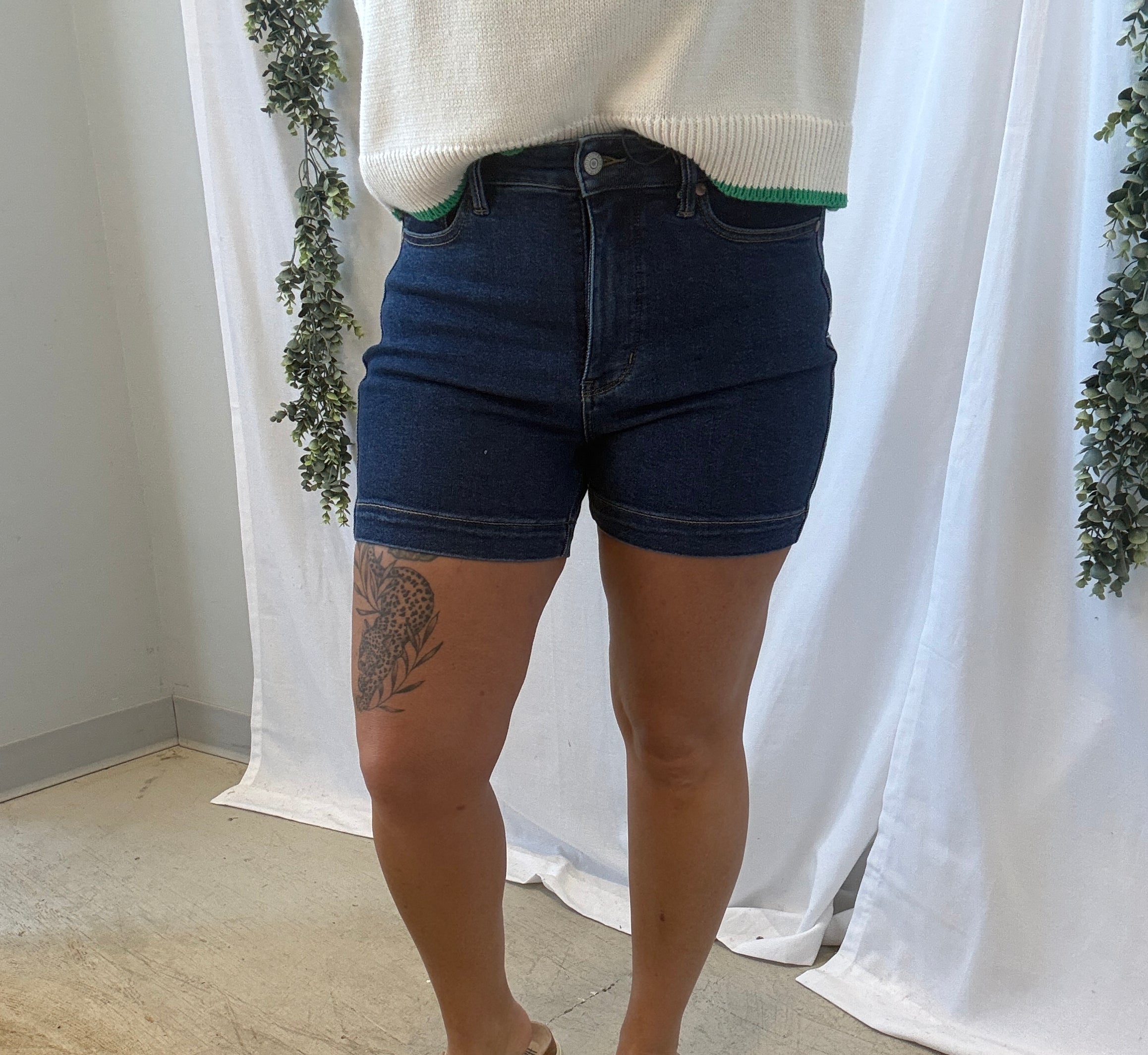 Judy Blue Dark Denim Shorts-Shorts-judy blue-The Silo Boutique, Women's Fashion Boutique Located in Warren and Grand Forks North Dakota