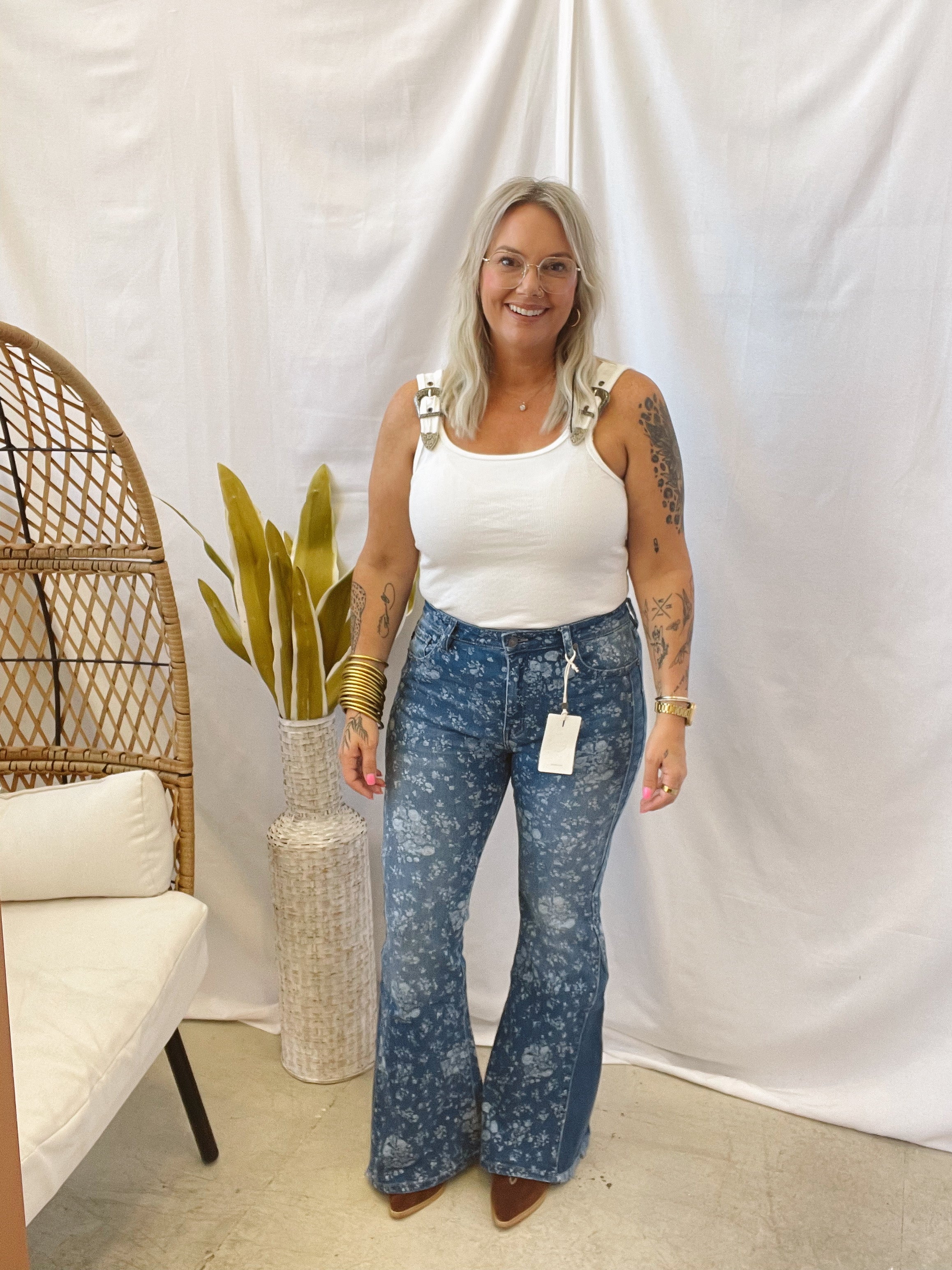 Ribbed Buckle Tank Top Bodysuit-White-Tank Tops-blue B-The Silo Boutique, Women's Fashion Boutique Located in Warren and Grand Forks North Dakota