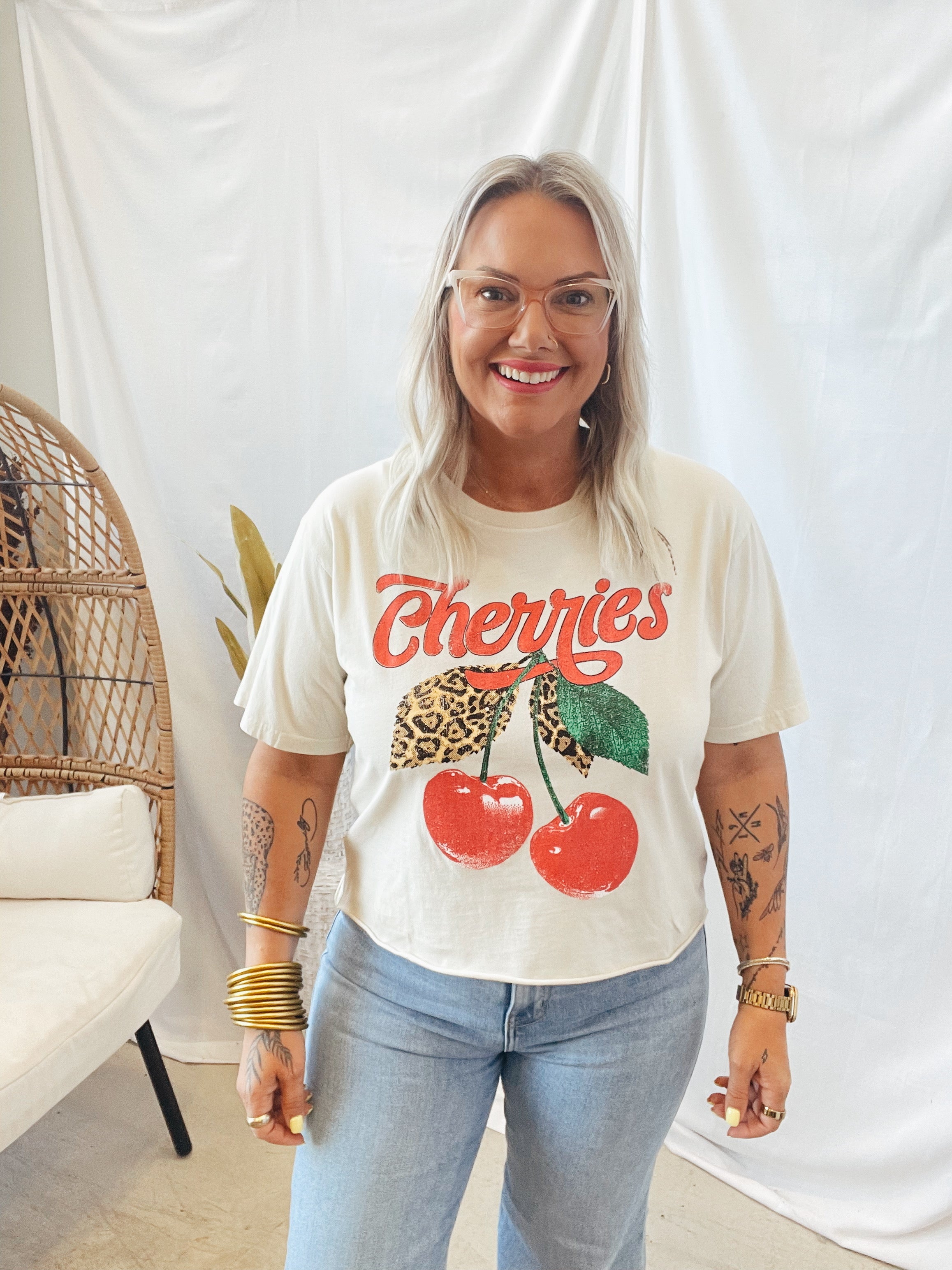 Cherries Graphic Tee-Graphic Tees-zutter-The Silo Boutique, Women's Fashion Boutique Located in Warren and Grand Forks North Dakota