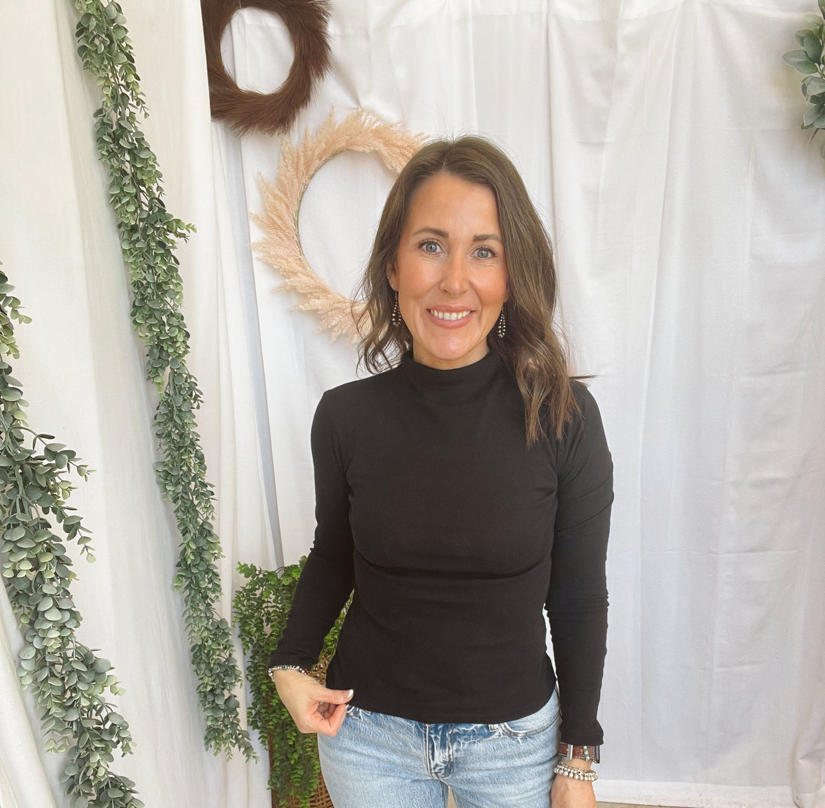 Amy Mock Neck Top-Black-Long Sleeve Tops-hyfve-The Silo Boutique, Women's Fashion Boutique Located in Warren and Grand Forks North Dakota