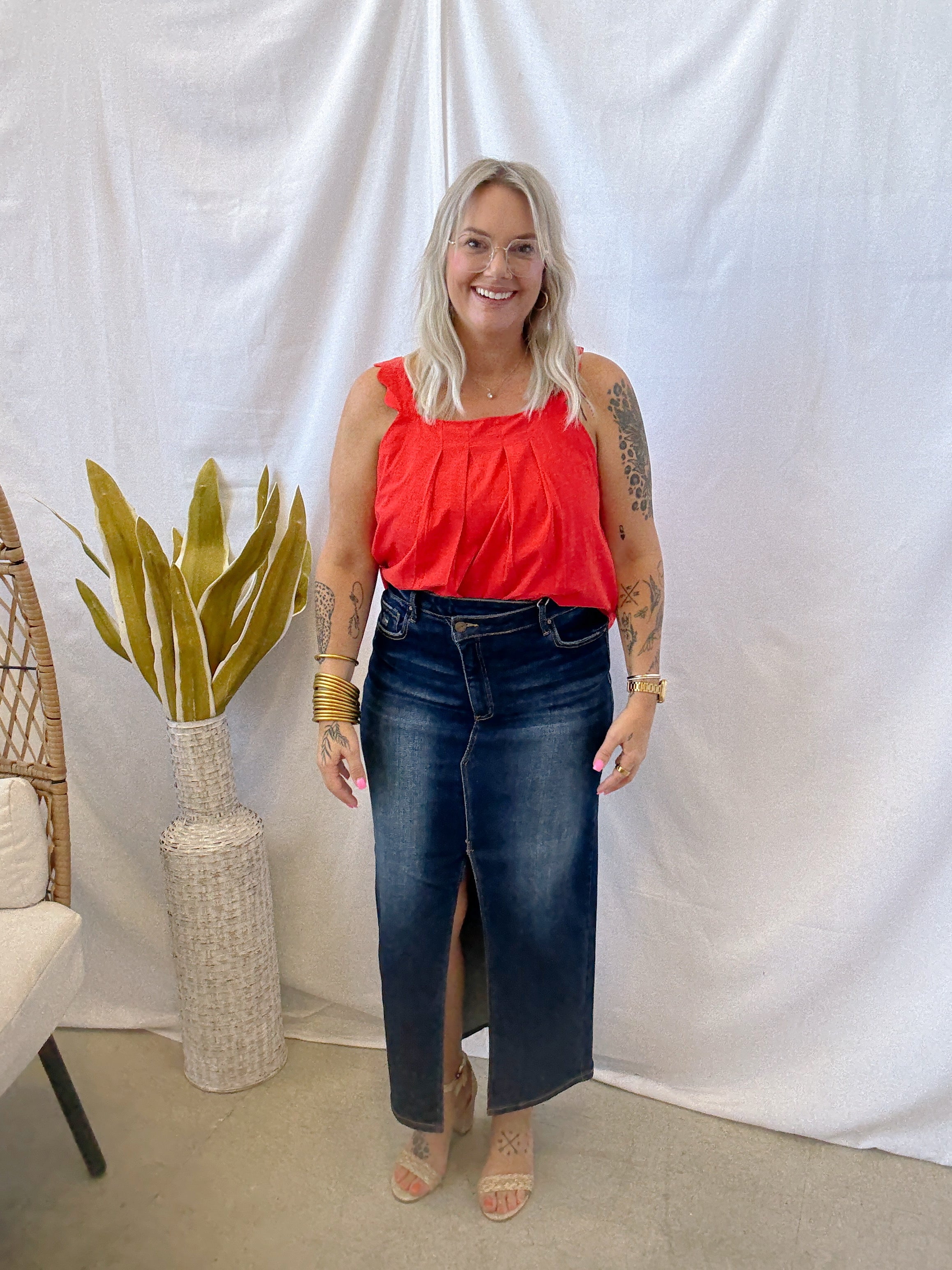 Risen Dark Wash Skirt-Skirts-risen-The Silo Boutique, Women's Fashion Boutique Located in Warren and Grand Forks North Dakota