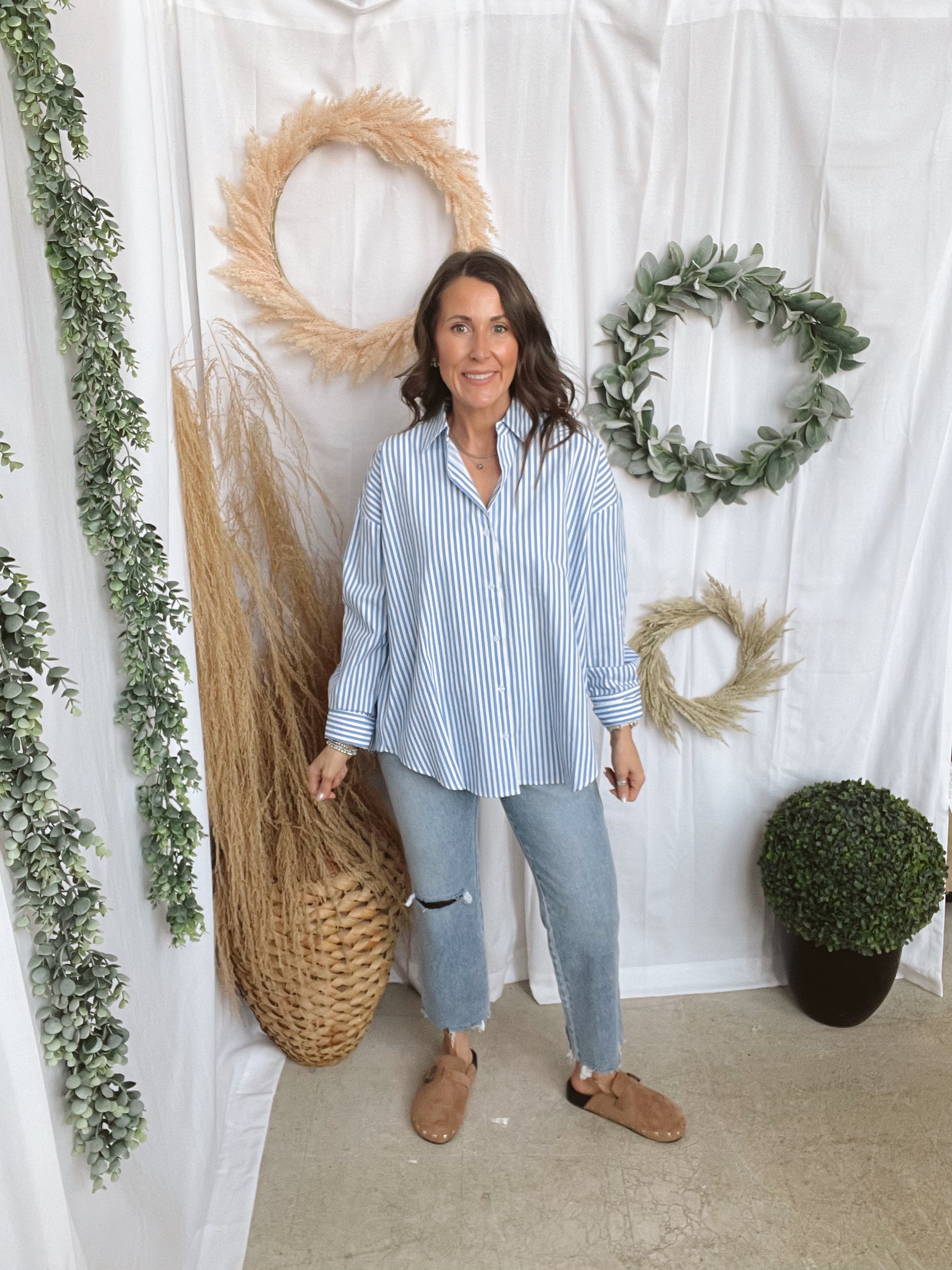Elizabeth Button Down Top-Blue-Long Sleeve Tops-hyfve-The Silo Boutique, Women's Fashion Boutique Located in Warren and Grand Forks North Dakota