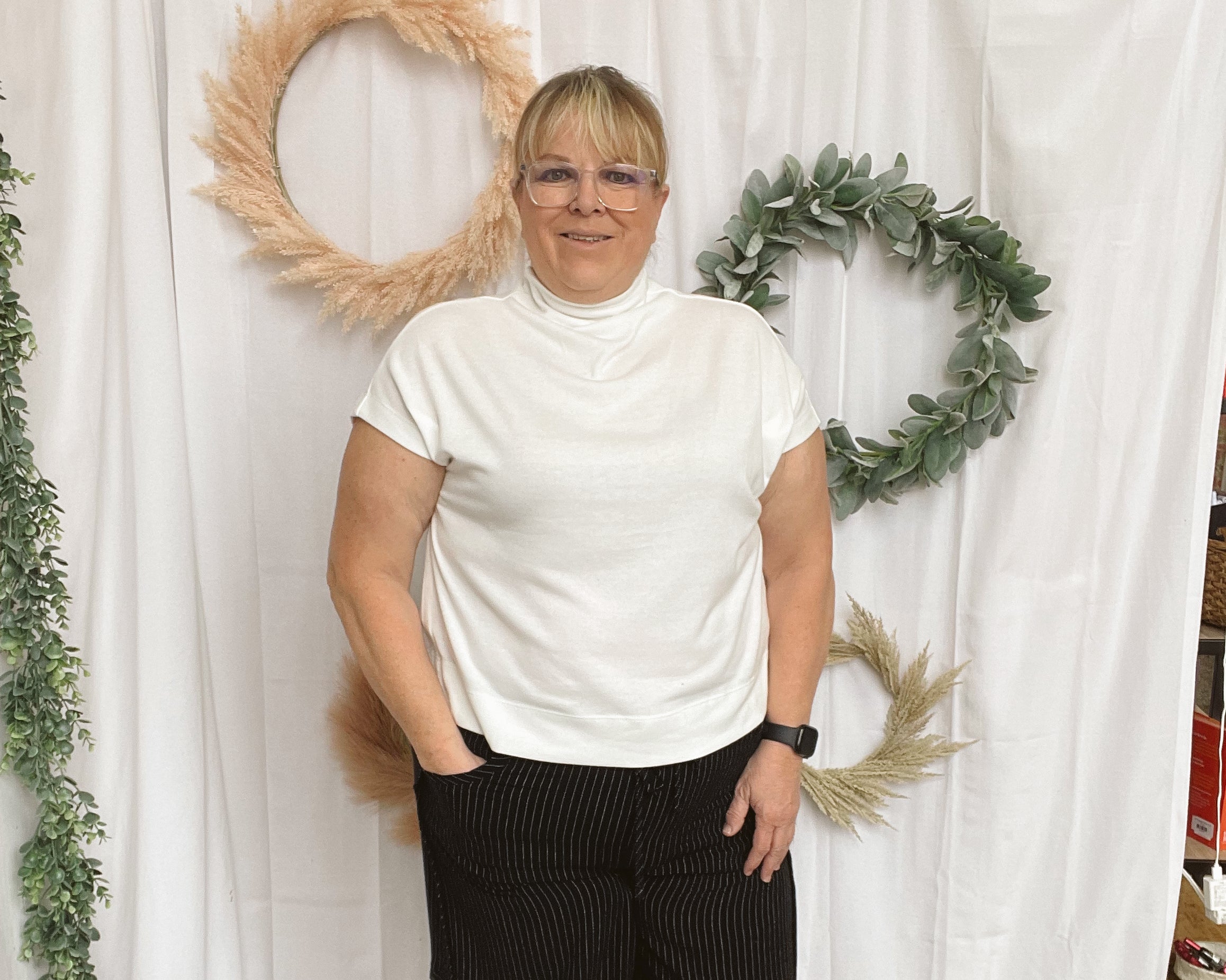 Becca Basic Mock Short Sleeve Top-White-Short Sleeve Tops-entro-The Silo Boutique, Women's Fashion Boutique Located in Warren and Grand Forks North Dakota