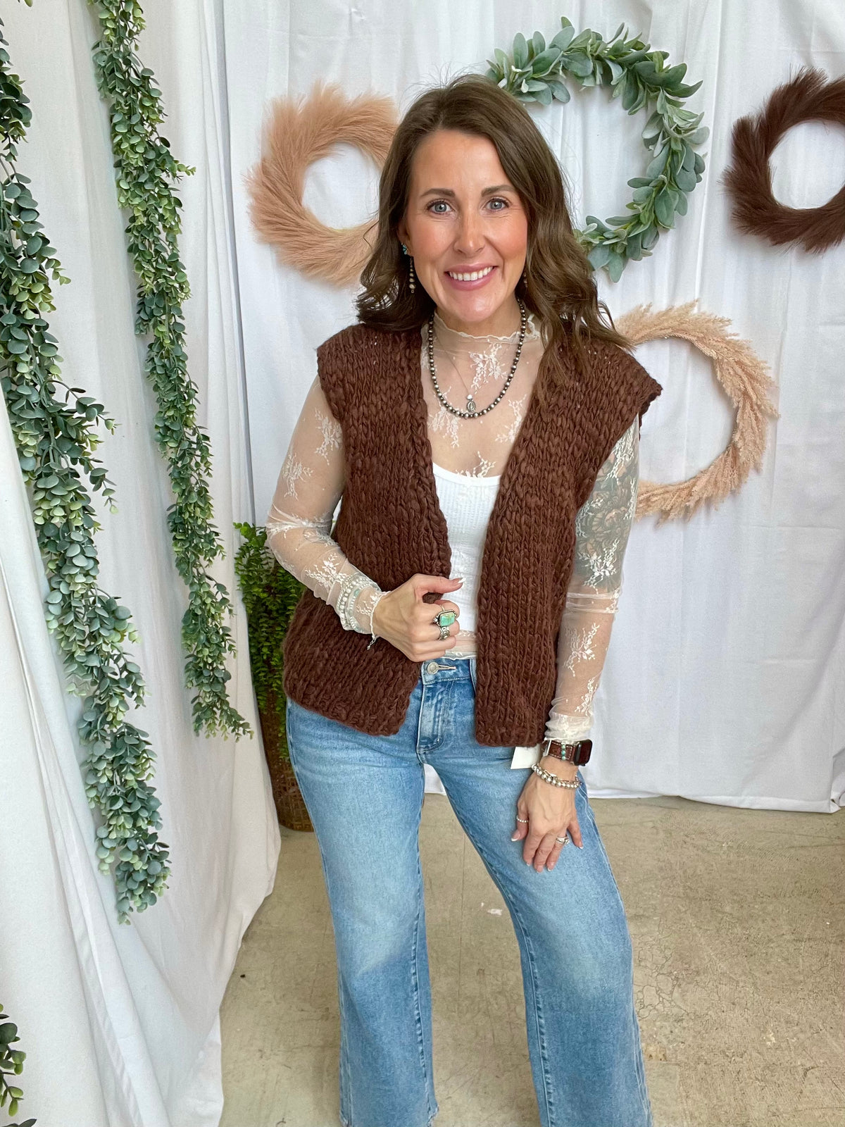 Claire Chunky Knit Vest-Mocha-Vests-listicle-The Silo Boutique, Women's Fashion Boutique Located in Warren and Grand Forks North Dakota