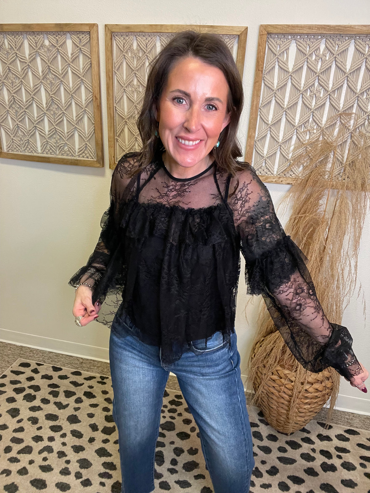 Elan Boho Ruffle Top-Black-Tank Tops-elan-The Silo Boutique, Women's Fashion Boutique Located in Warren and Grand Forks North Dakota