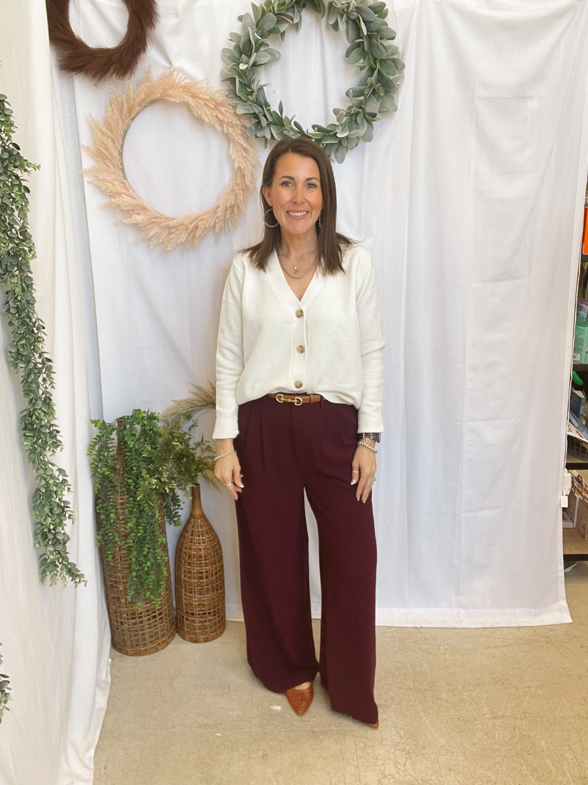 Nina Pants-Merlot-Pants-ENTRO-The Silo Boutique, Women's Fashion Boutique Located in Warren and Grand Forks North Dakota