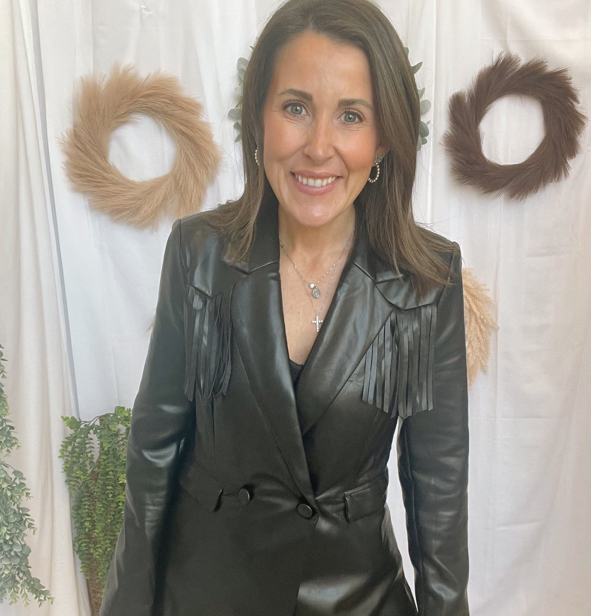 Blue B Faux Leather Blazer Romper-Jumpsuits & Rompers-blue B-The Silo Boutique, Women's Fashion Boutique Located in Warren and Grand Forks North Dakota