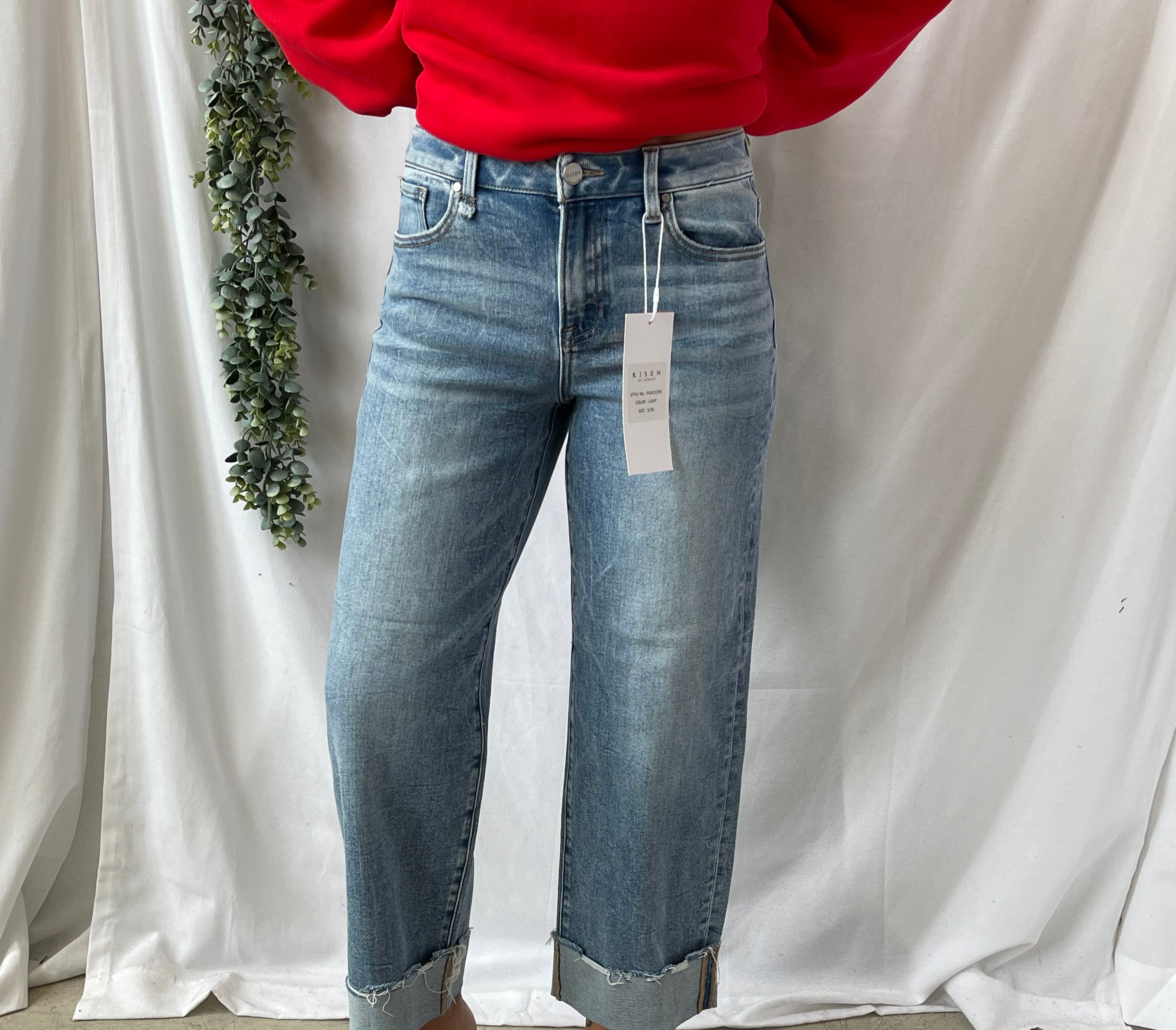 Risen Cuffed Boyfriend Jeans-Jeans-risen-The Silo Boutique, Women's Fashion Boutique Located in Warren and Grand Forks North Dakota