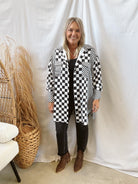 Checkered Oversize Button Up Top-Long Sleeve Tops-jade-The Silo Boutique, Women's Fashion Boutique Located in Warren and Grand Forks North Dakota