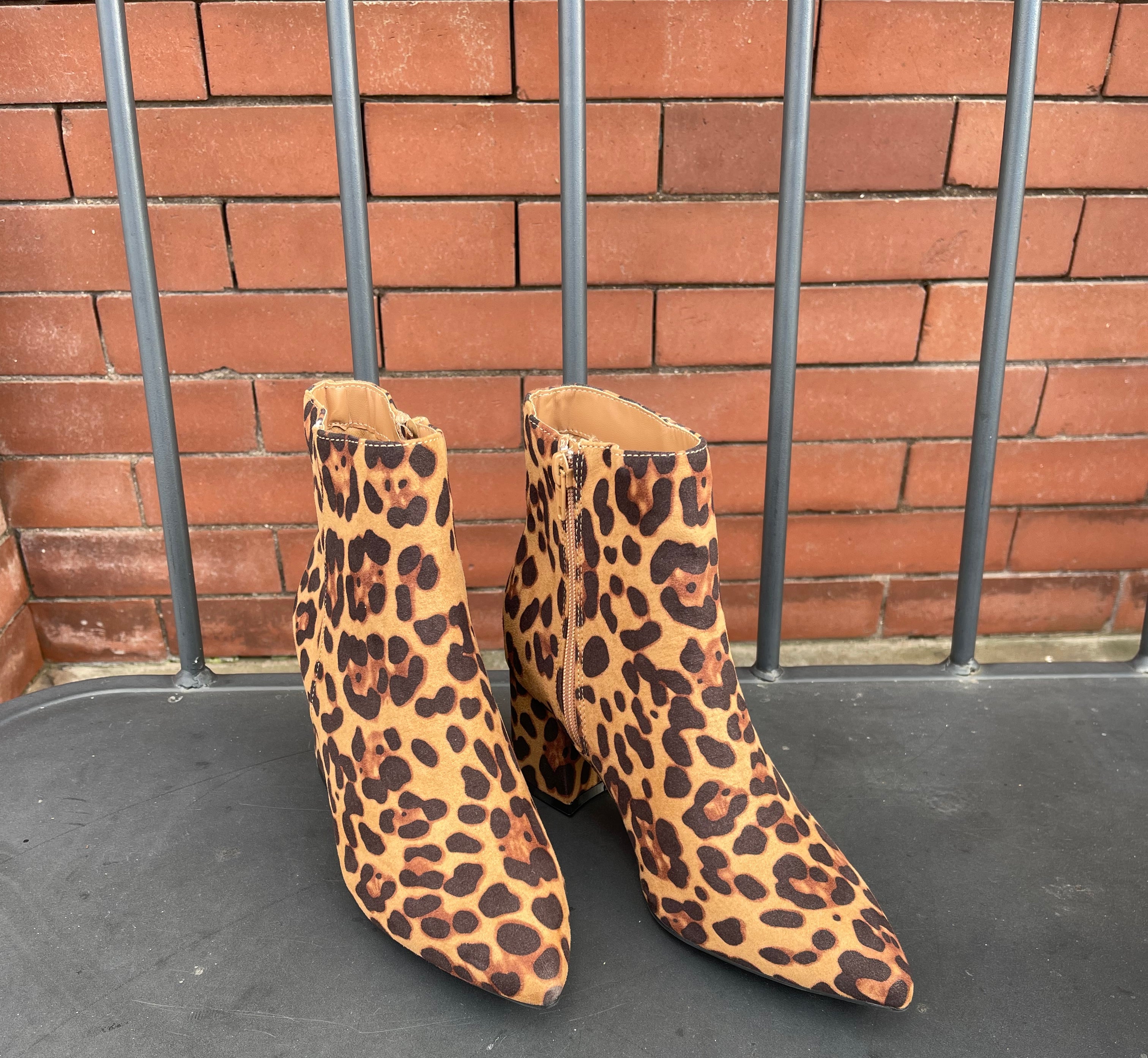 Bamboo Mode Leopard Bootie-Boots-bamboo-The Silo Boutique, Women's Fashion Boutique Located in Warren and Grand Forks North Dakota