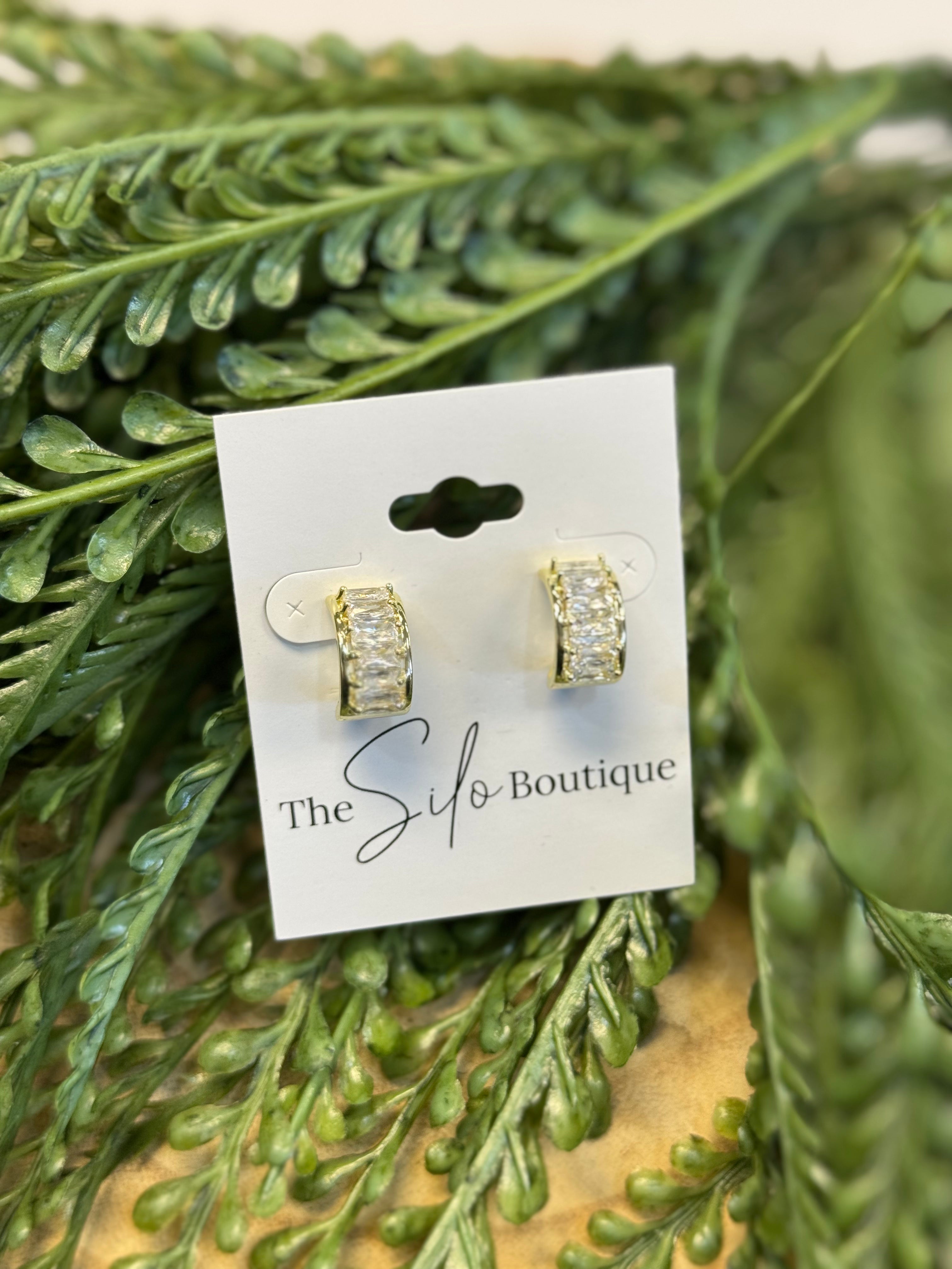 Bailey Half Hoop Earrings-Gold-Earrings-fame-The Silo Boutique, Women's Fashion Boutique Located in Warren and Grand Forks North Dakota