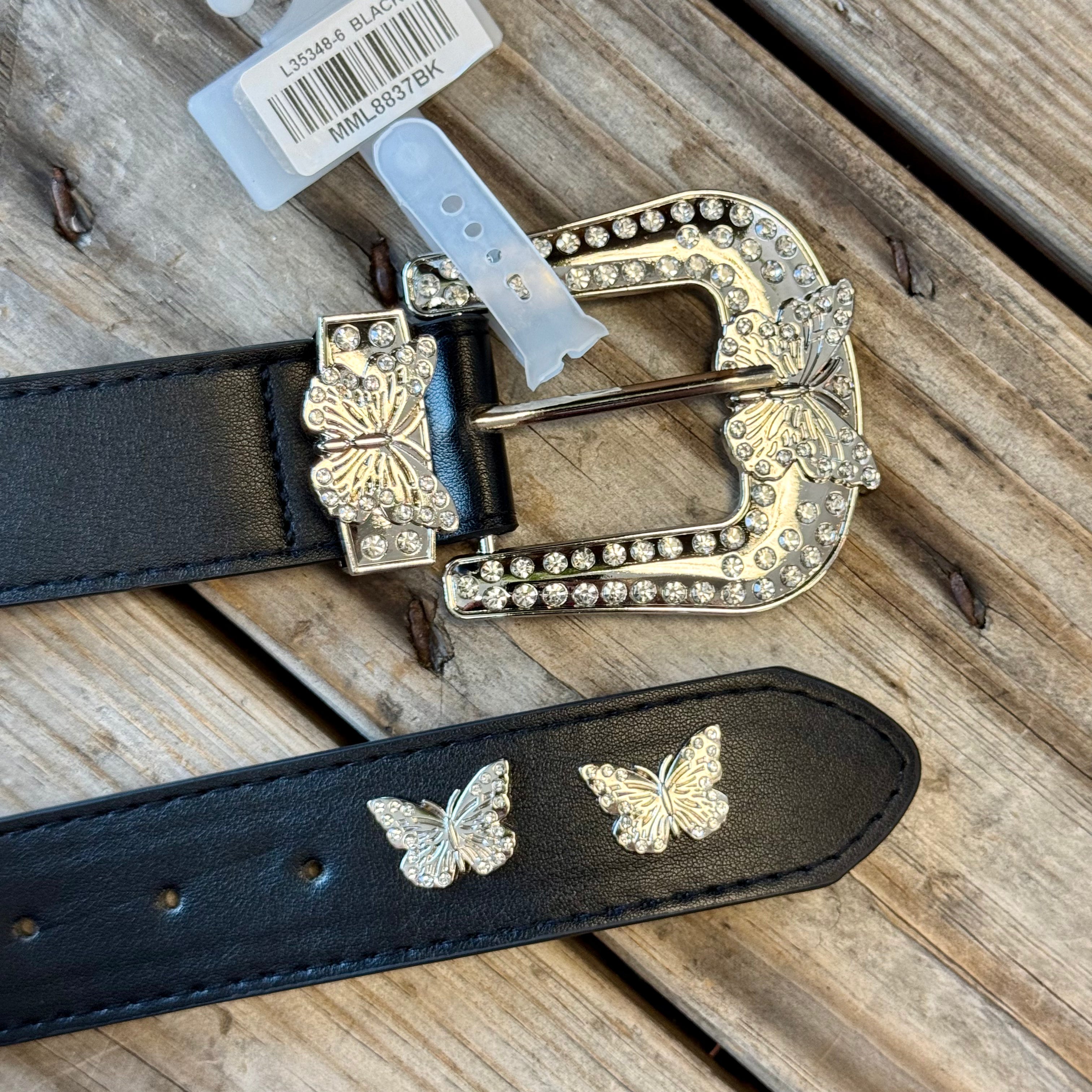 Rhinestone Butterfly Belt-Belts-Fame-The Silo Boutique, Women's Fashion Boutique Located in Warren and Grand Forks North Dakota
