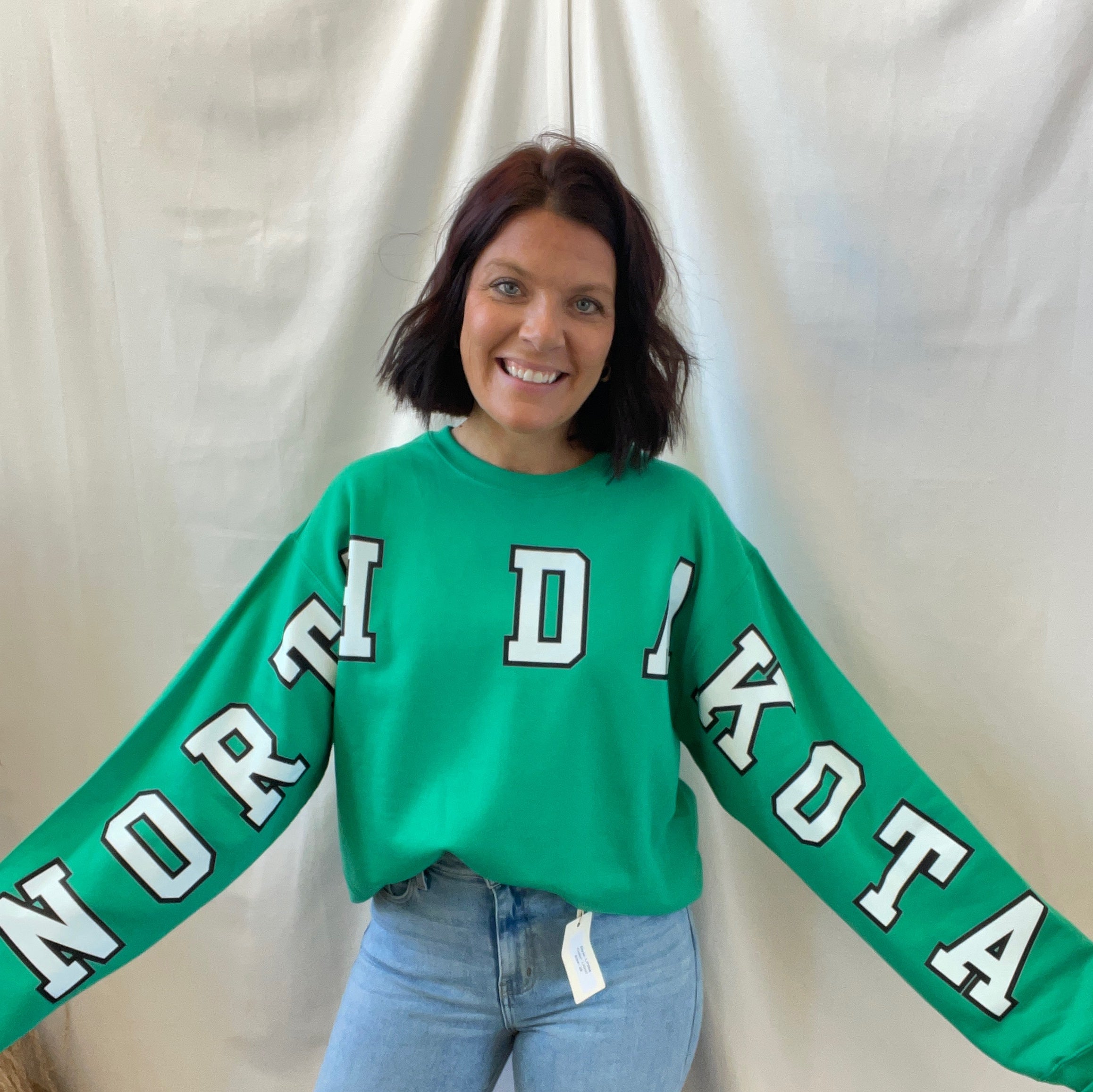 Green North Dakota Sweatshirt-Sweatshirts-blackframe-The Silo Boutique, Women's Fashion Boutique Located in Warren and Grand Forks North Dakota
