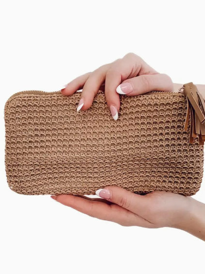 Pretty Simple Raffia Clutch Purse-Tan-Purses-pretty simple-The Silo Boutique, Women's Fashion Boutique Located in Warren and Grand Forks North Dakota