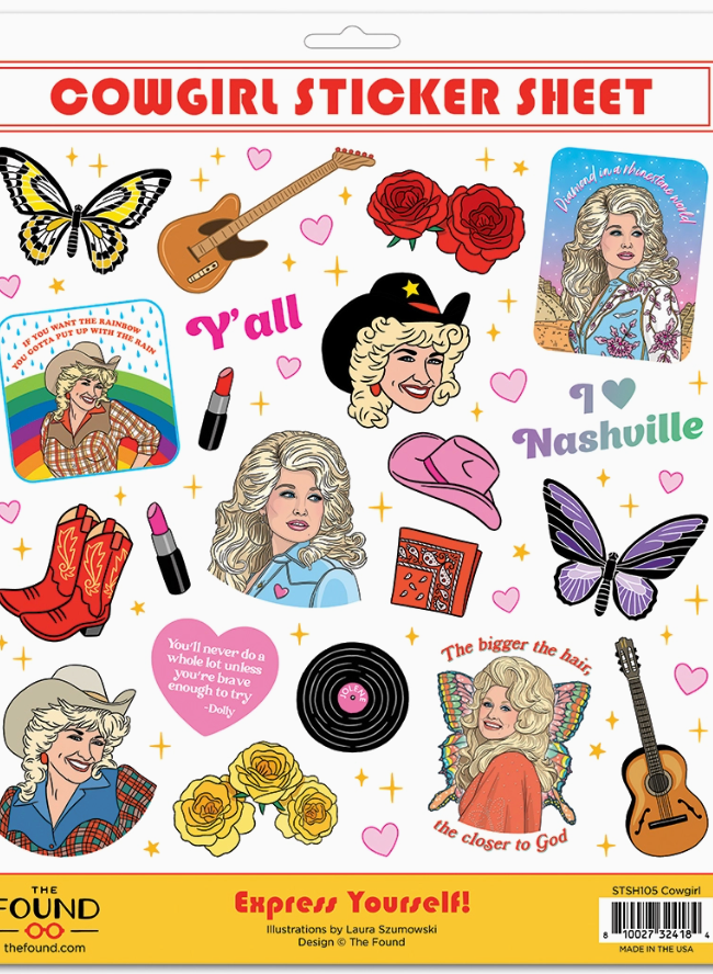 Dolly Cowgirl Sticker Sheet-Stickers-fair-The Silo Boutique, Women's Fashion Boutique Located in Warren and Grand Forks North Dakota