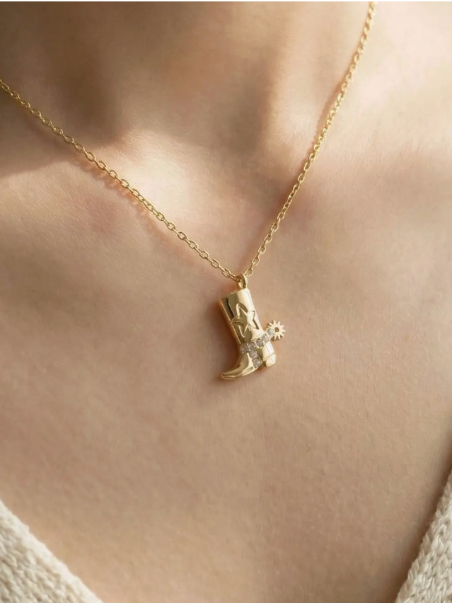 Kick It Gold Boot Necklace-Gold-Necklaces-Fame-The Silo Boutique, Women's Fashion Boutique Located in Warren and Grand Forks North Dakota