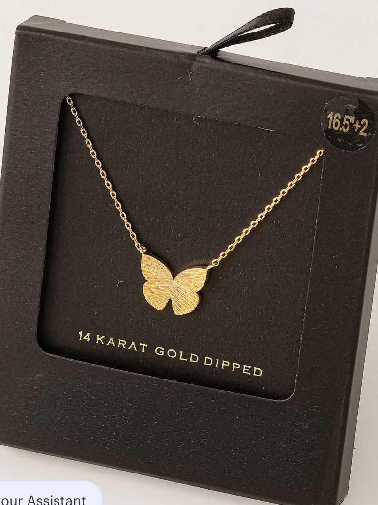 Butterfly Pendant Necklace-Gold-Necklaces-Fame-The Silo Boutique, Women's Fashion Boutique Located in Warren and Grand Forks North Dakota
