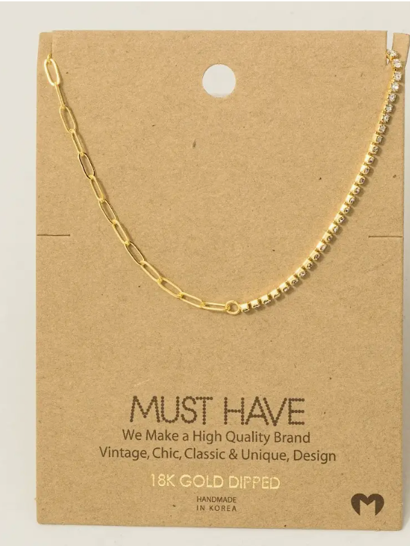 Link and Chain Necklace-Gold-Necklaces-Fame-The Silo Boutique, Women's Fashion Boutique Located in Warren and Grand Forks North Dakota