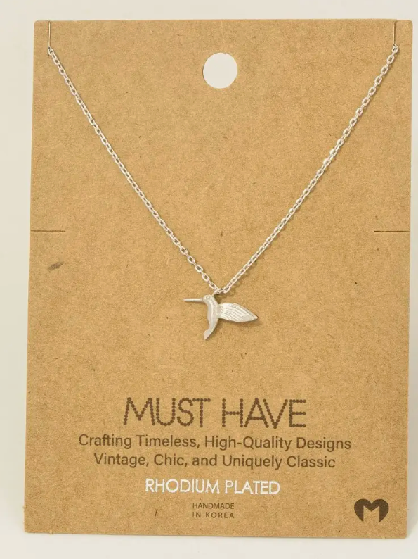 Hummingbird Necklace-Silver-Necklaces-Fame-The Silo Boutique, Women's Fashion Boutique Located in Warren and Grand Forks North Dakota