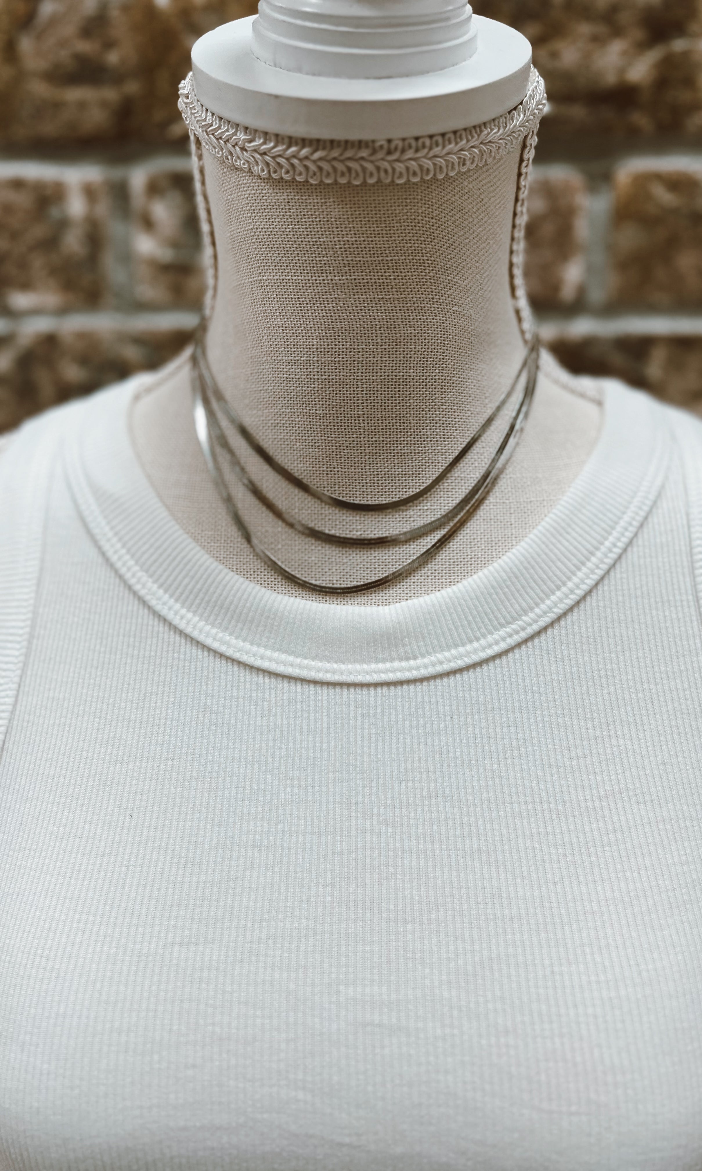 Kenze Silver Herringbone Trio Necklace-Necklaces-kennze-The Silo Boutique, Women's Fashion Boutique Located in Warren and Grand Forks North Dakota