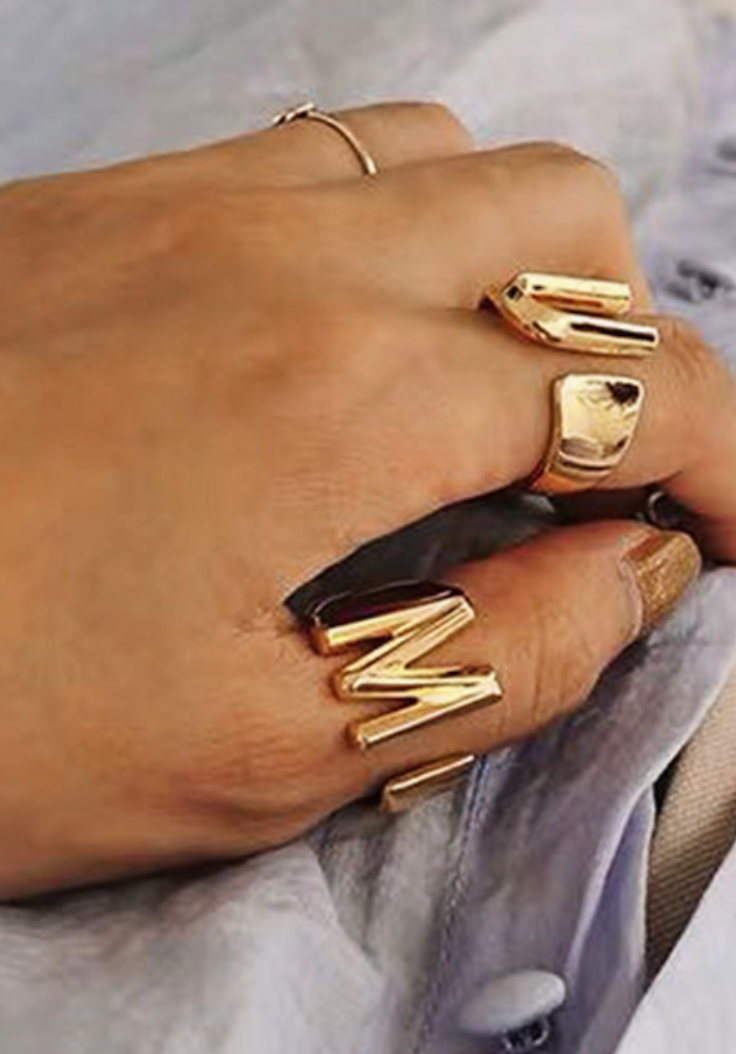 Adjustable Initial Ring-Rings-mark Ash-The Silo Boutique, Women's Fashion Boutique Located in Warren and Grand Forks North Dakota